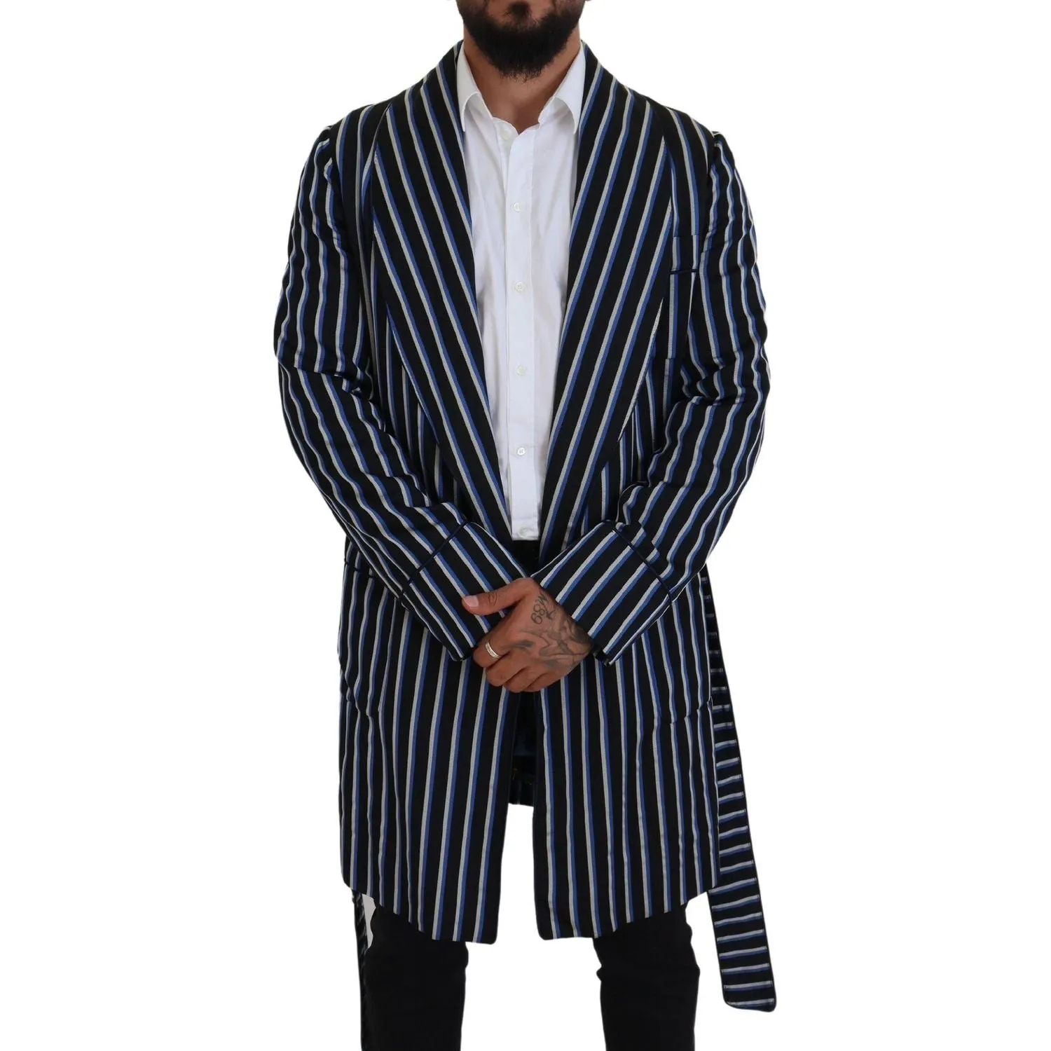 Dolce & Gabbana Elegant Striped Silk Blend Robe