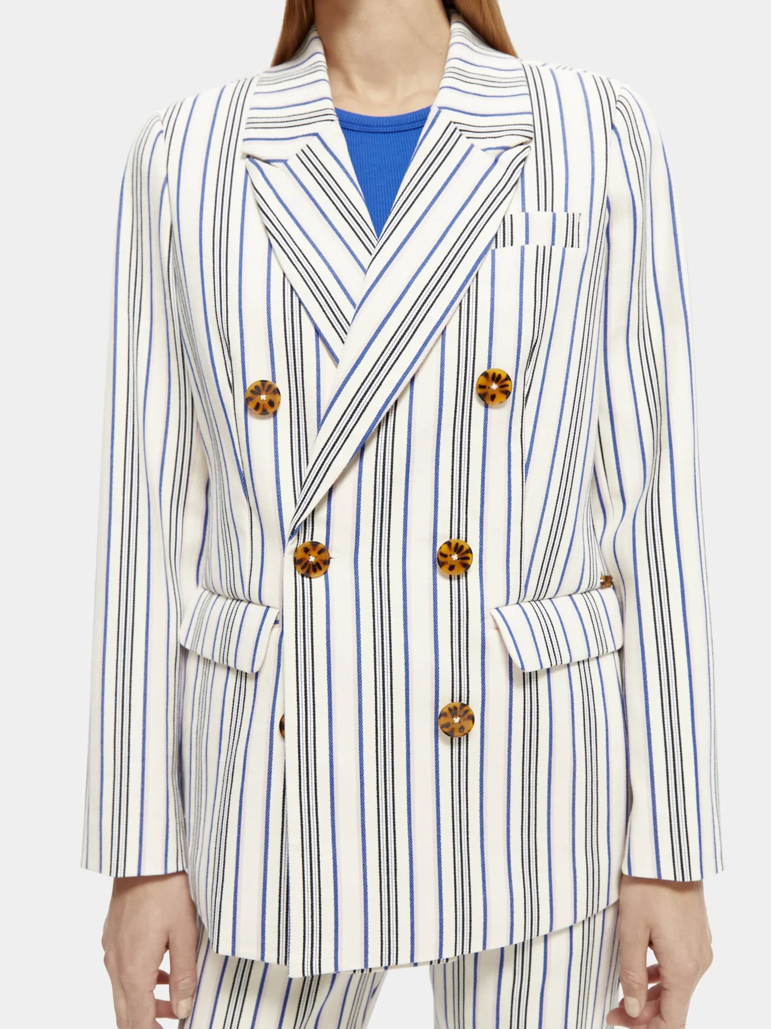 Double-breasted striped blazer
