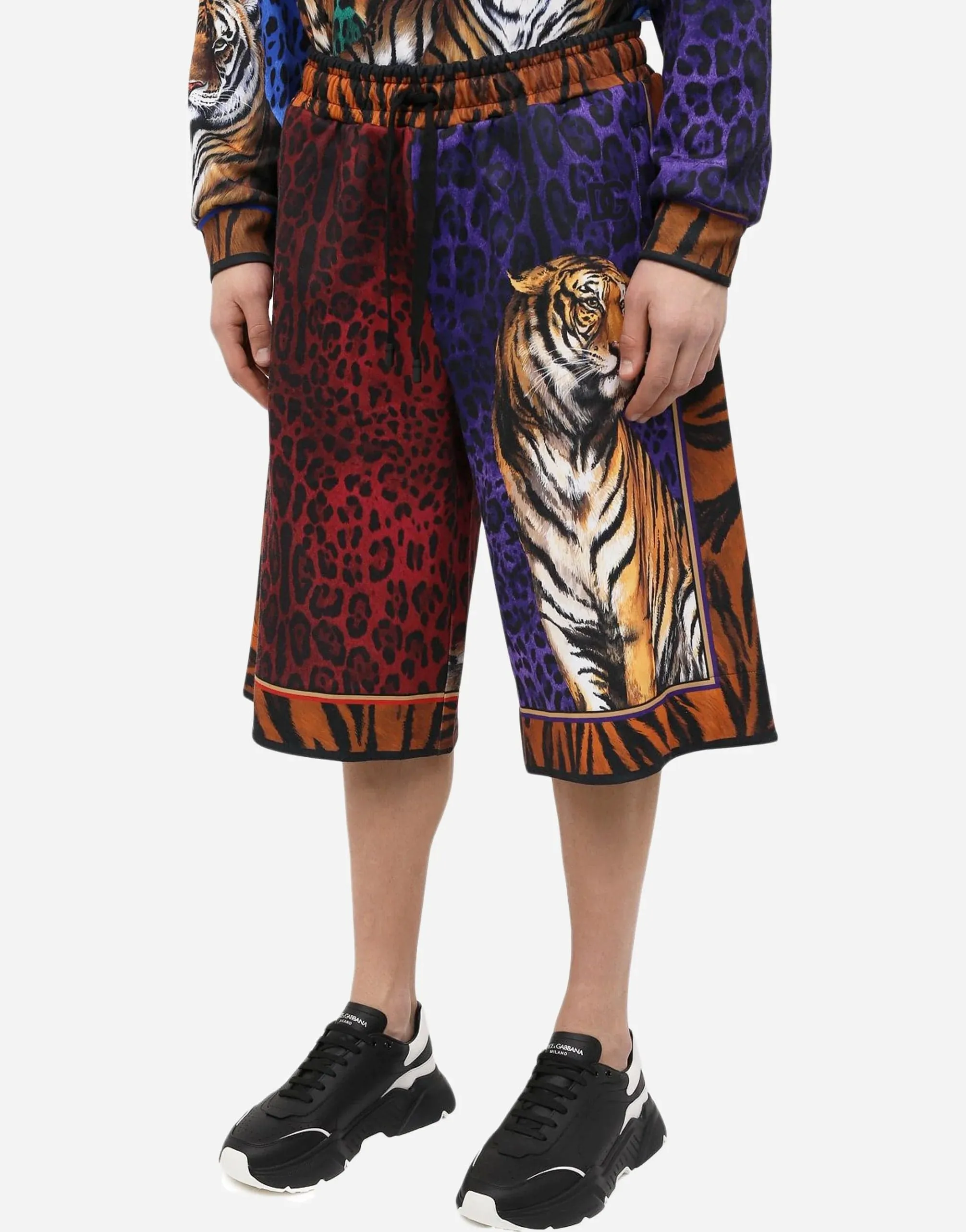 Drawstring Tiger-Print Shorts