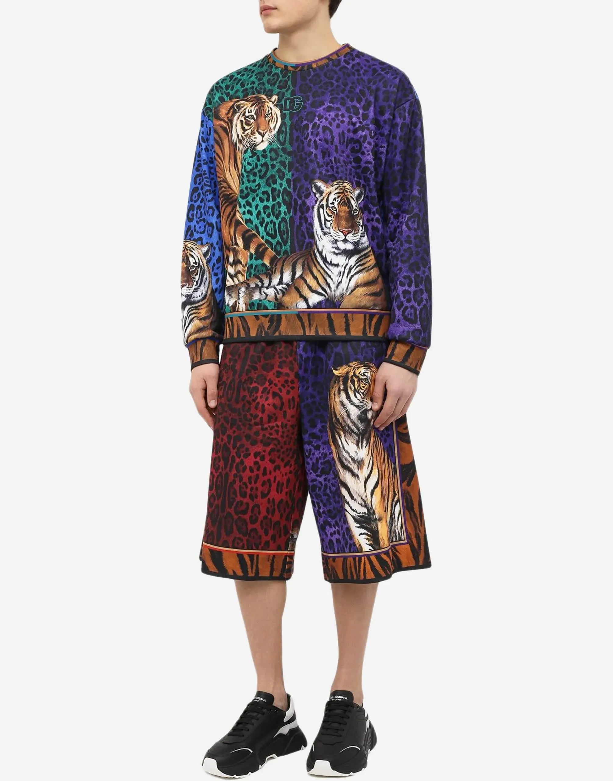 Drawstring Tiger-Print Shorts