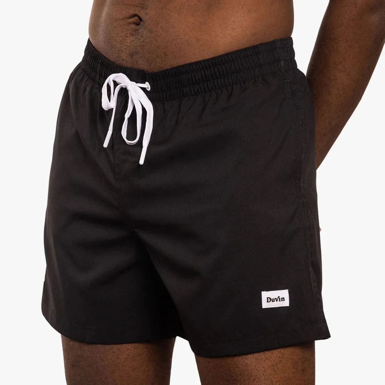 Duvin - "Palm" Swim Short (Black) - Polyester Spandex Stretchy
