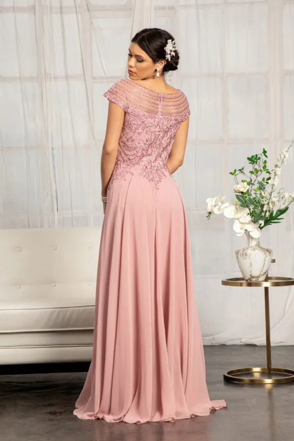 Embellished Chiffon A-Line Dress GL3065