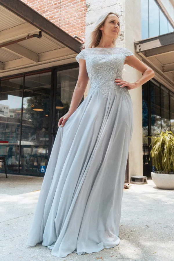 Embellished Chiffon A-Line Dress GL3065