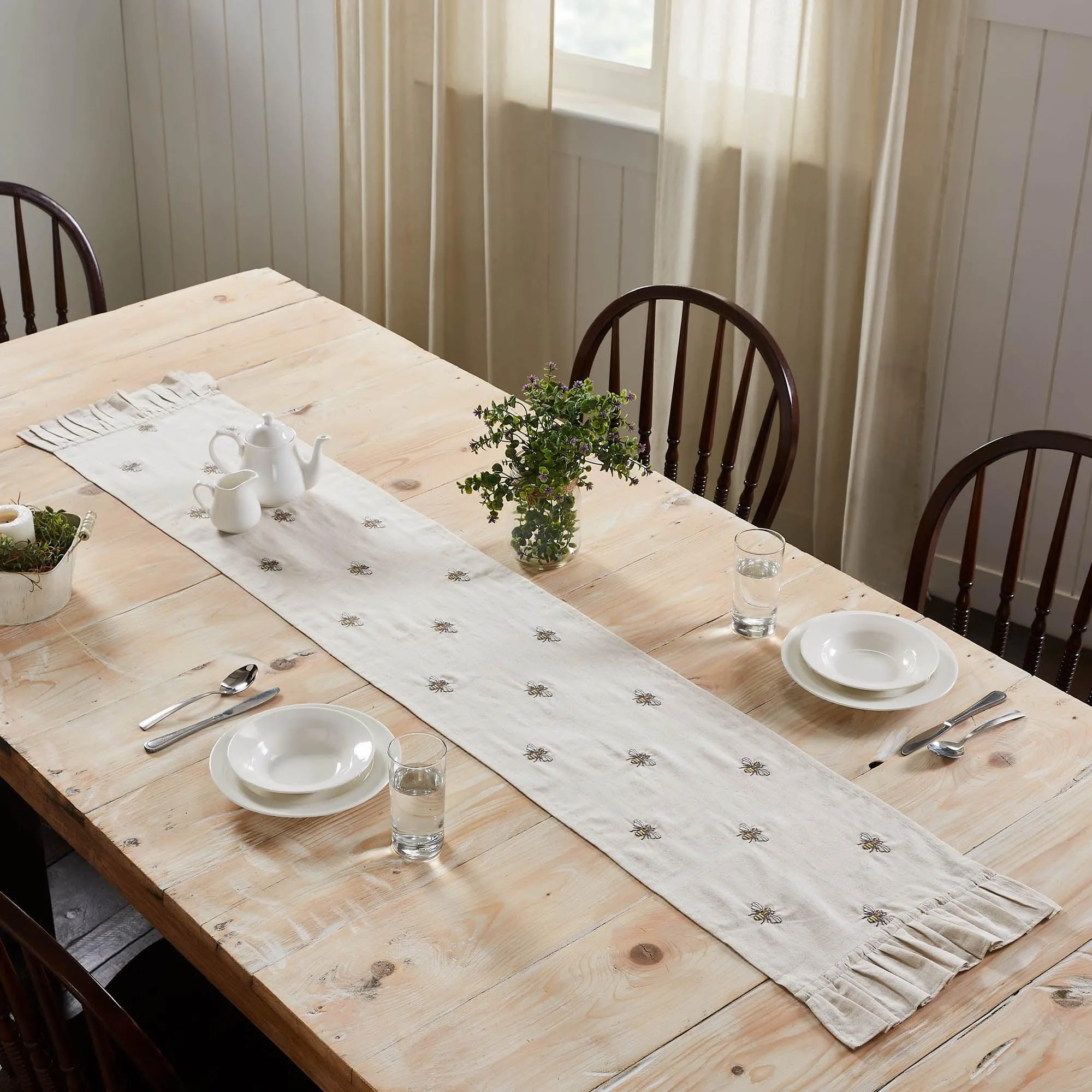 Embroidered Bee Table Runner 13x72 VHC Brands