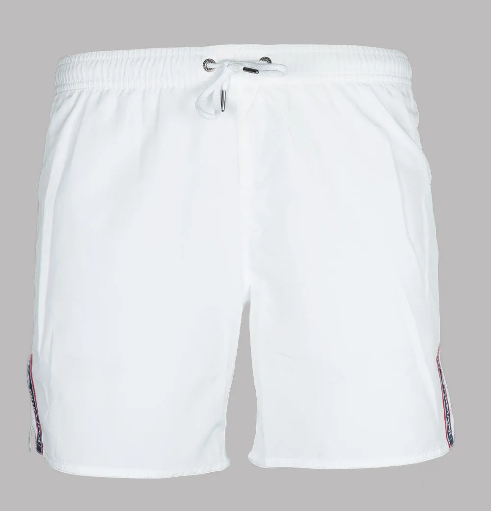 Emporio Armani Logo Taping Swim Shorts White