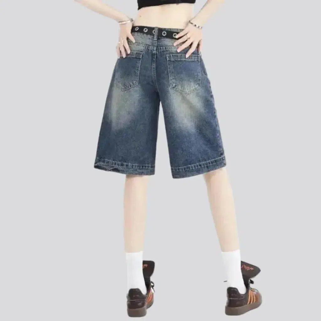Fashion wide-leg jean shorts for women
