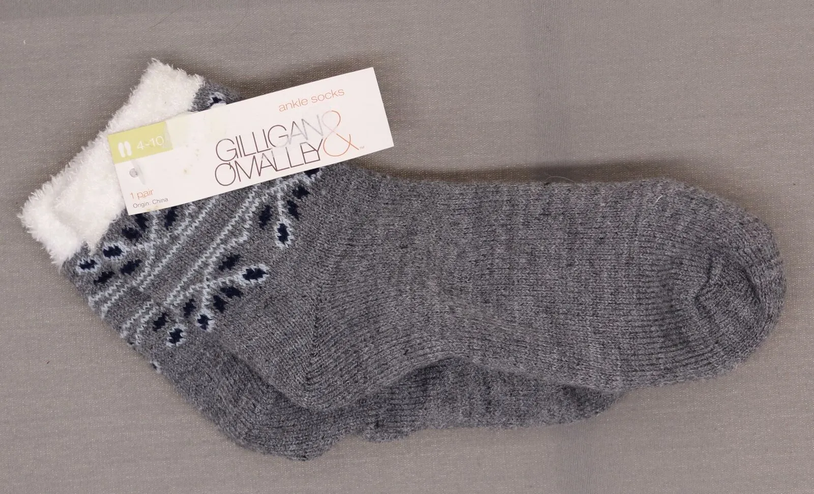 Gilligan & O'Malley Women's Fair Isle Double Lined Cozy Ankle Socks