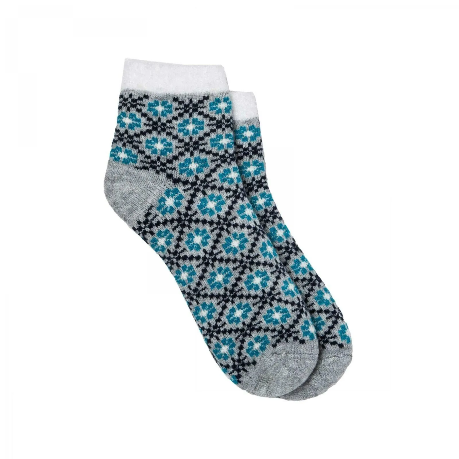 Gilligan & O'Malley Women's Fair Isle Double Lined Cozy Ankle Socks