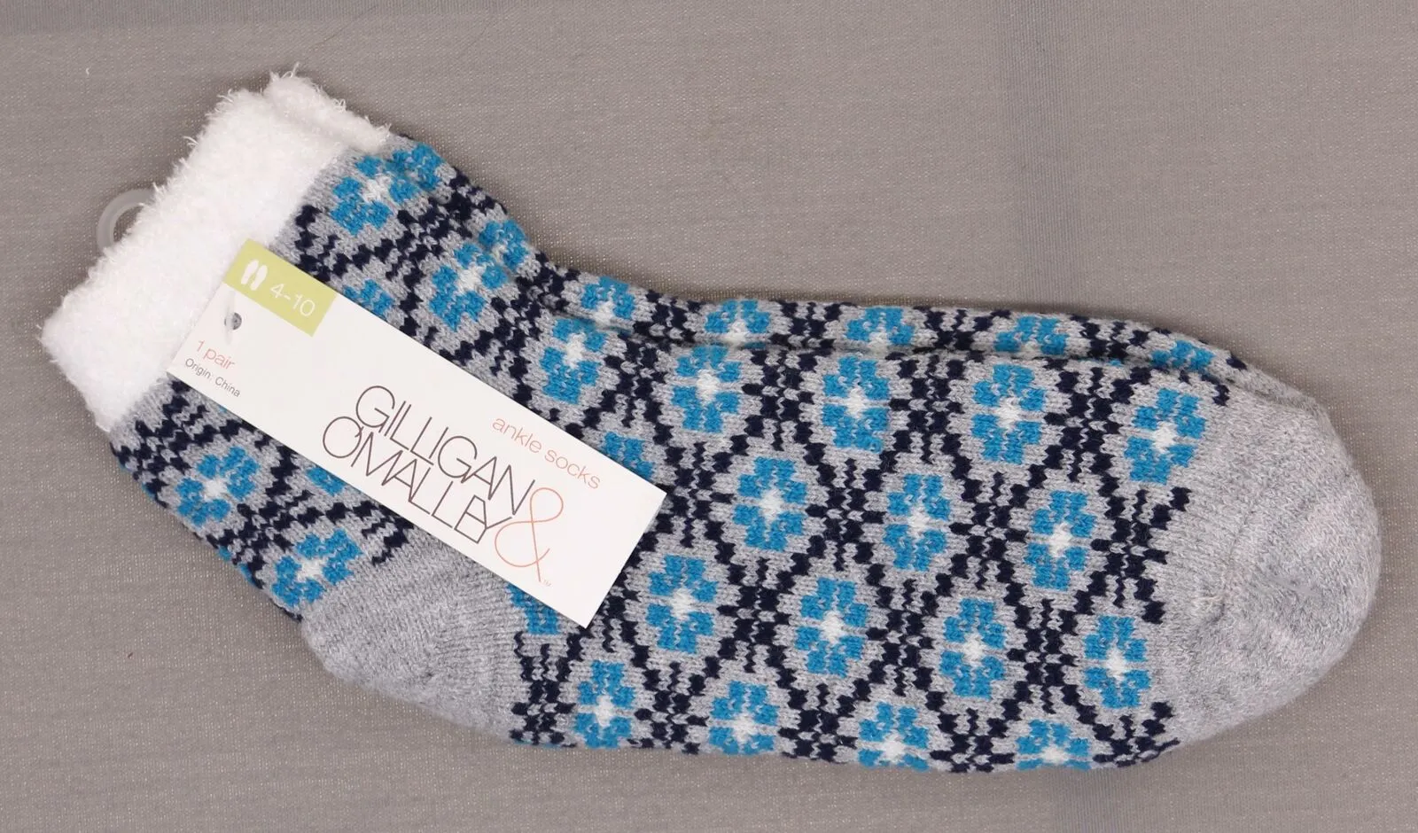 Gilligan & O'Malley Women's Fair Isle Double Lined Cozy Ankle Socks
