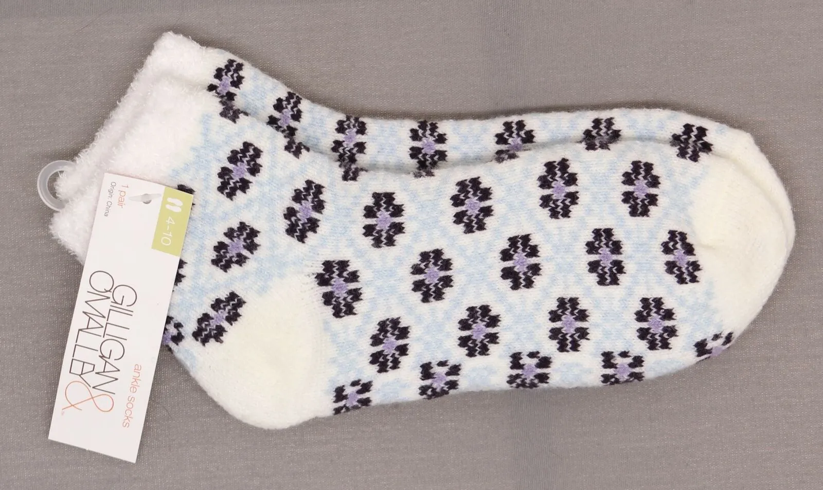 Gilligan & O'Malley Women's Fair Isle Double Lined Cozy Ankle Socks