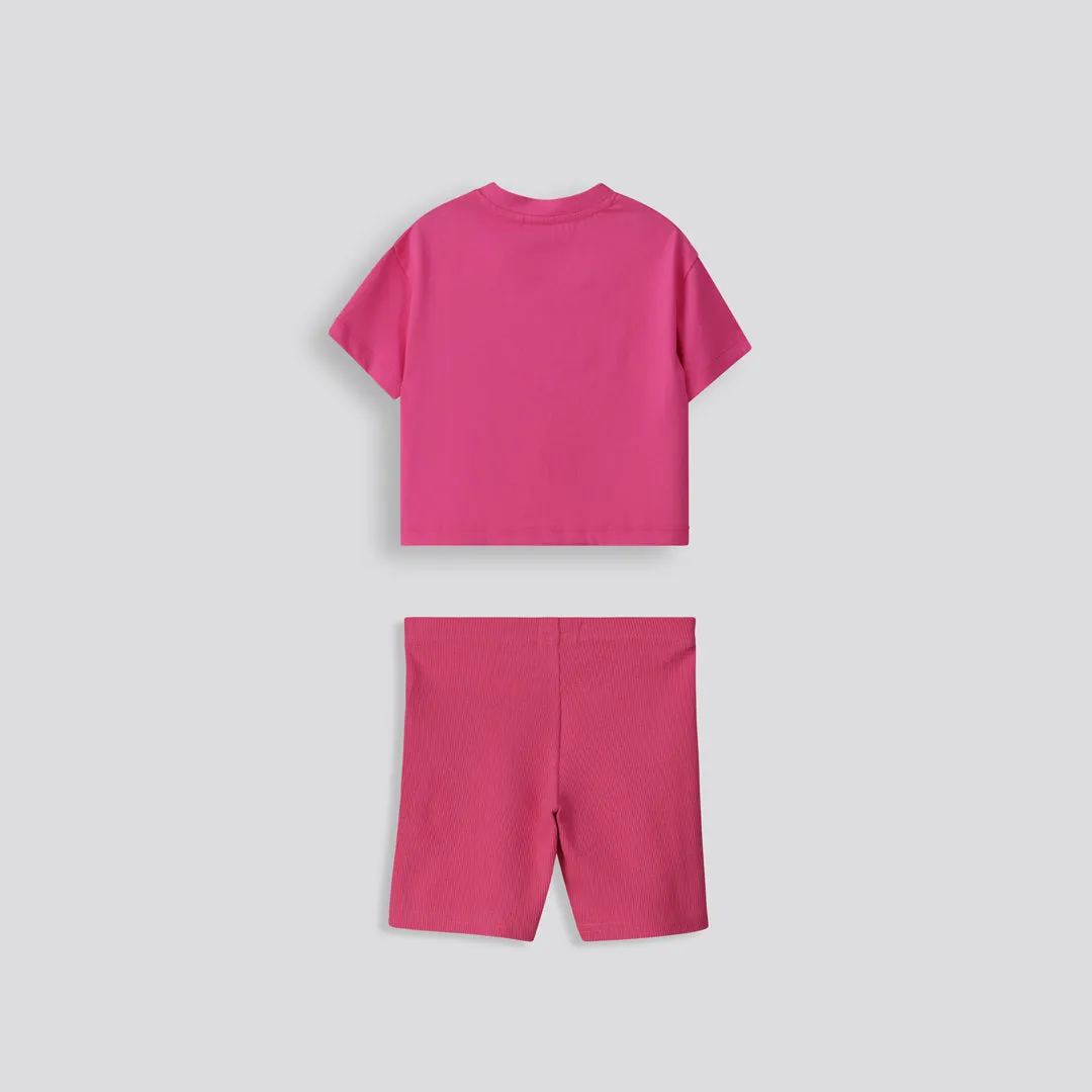Girls Ribbed Cycle Shorts _ 153527 _ Pink
