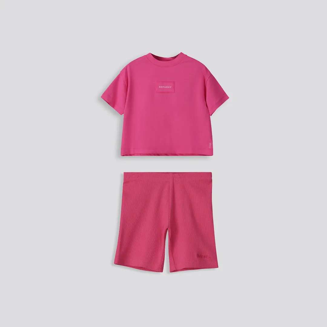 Girls Ribbed Cycle Shorts _ 153527 _ Pink