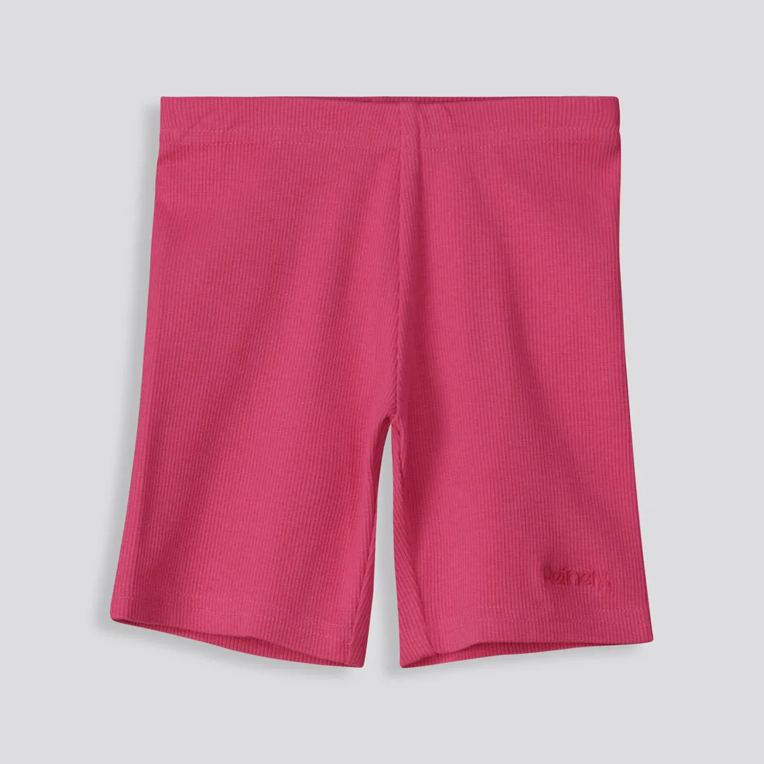Girls Ribbed Cycle Shorts _ 153527 _ Pink