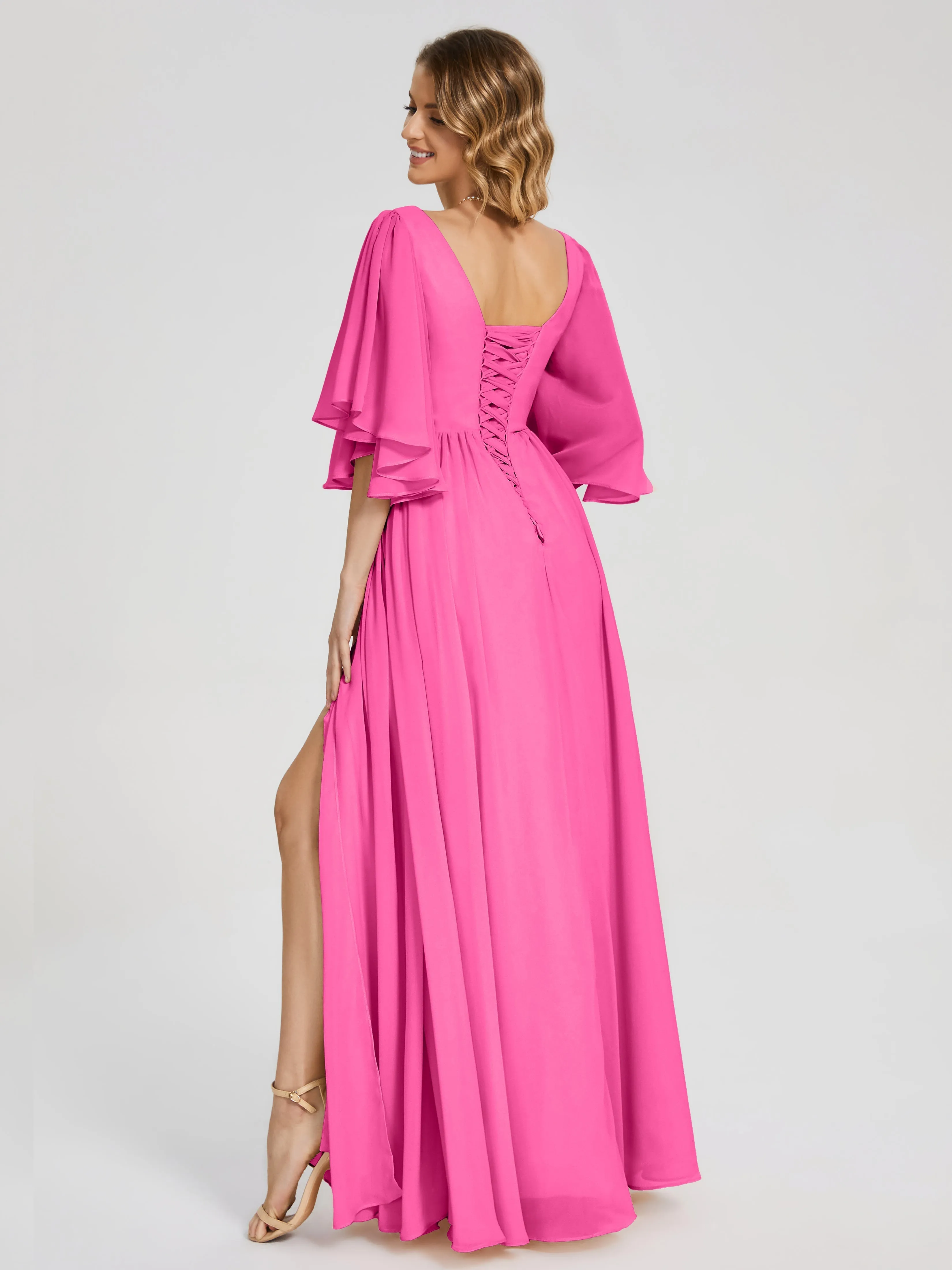 Giselle Pretty Corset Back Chiffon Bridesmaid Dresses