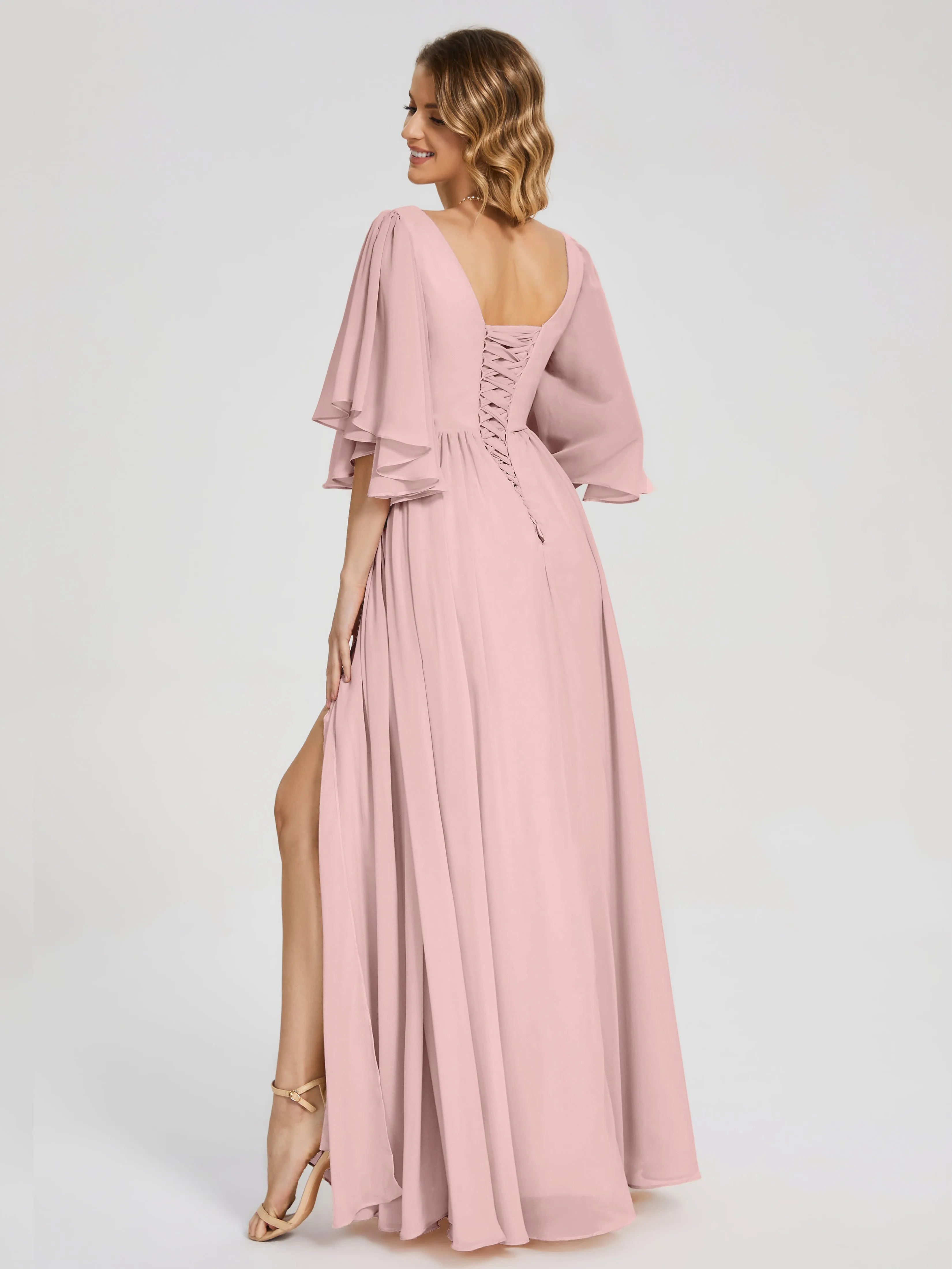 Giselle Pretty Corset Back Chiffon Bridesmaid Dresses