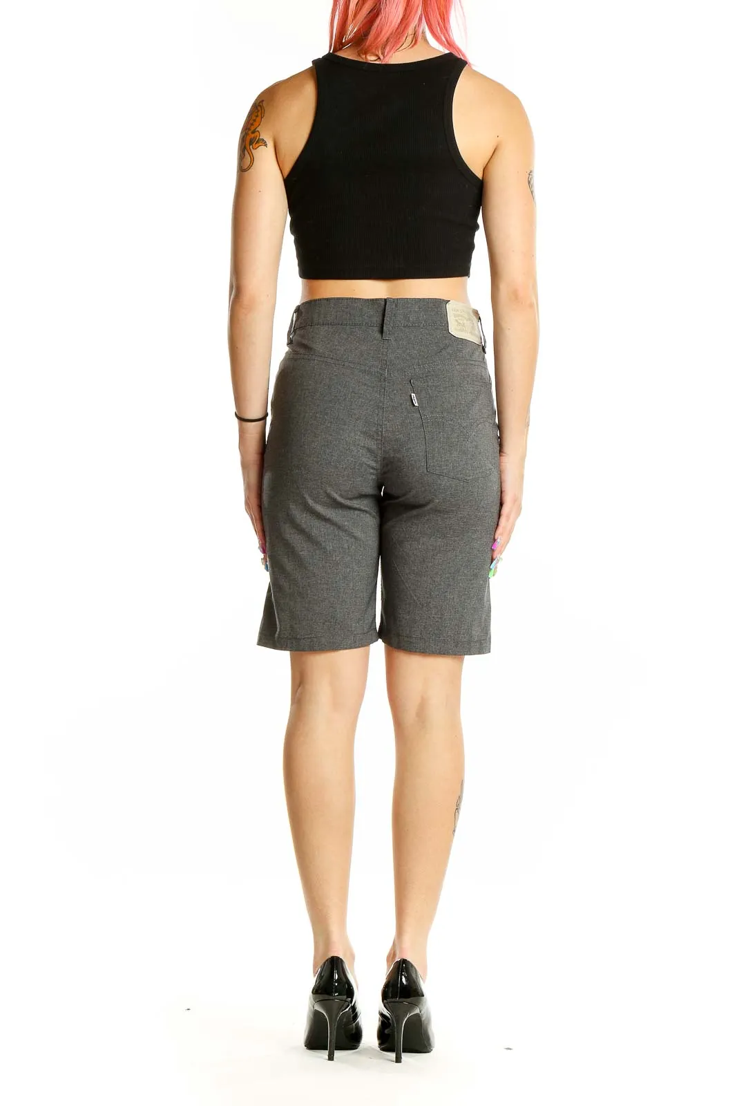 Gray Elastane-Blend Bermuda Shorts
