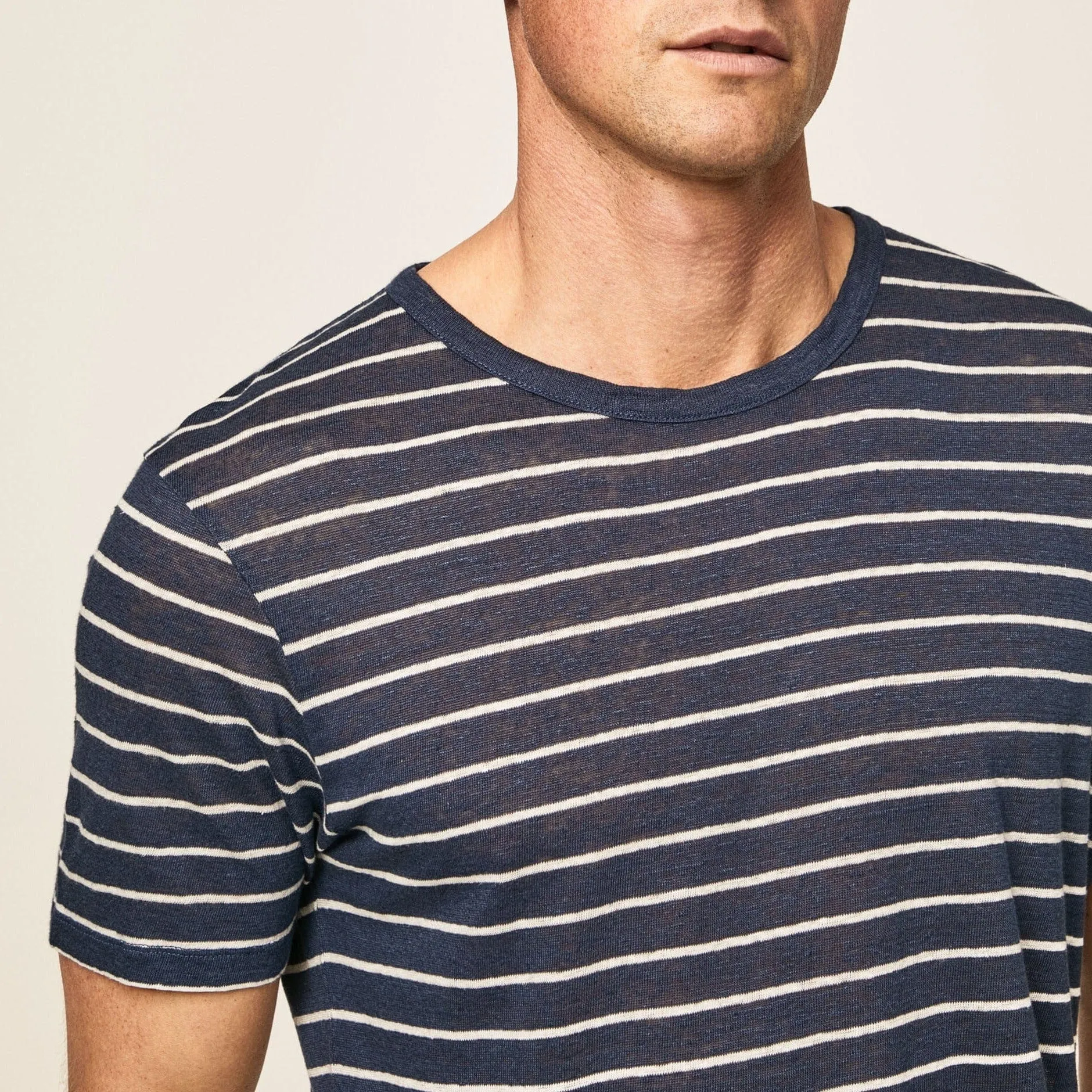 Hackett Linen Stripe Shirt Night Navy