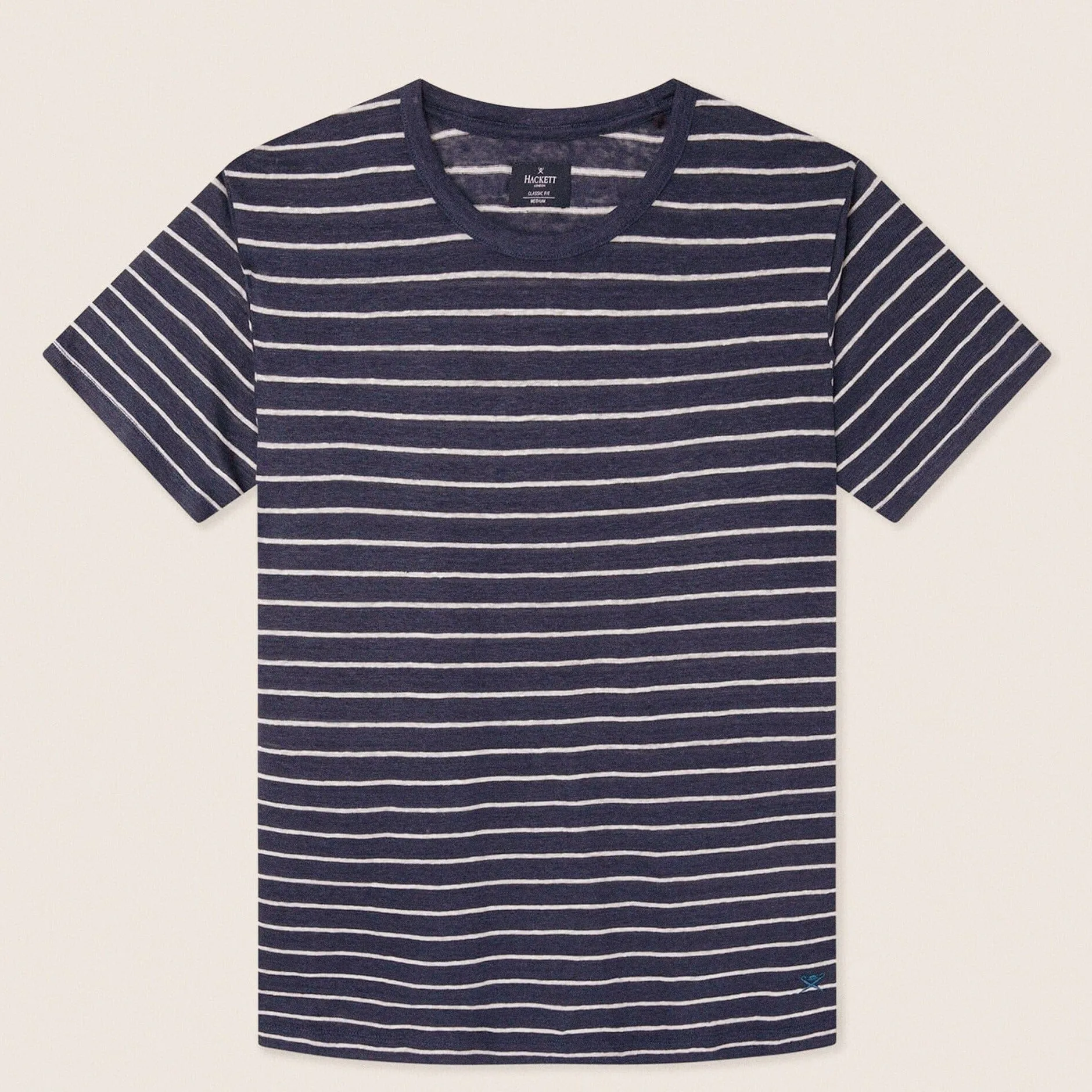 Hackett Linen Stripe Shirt Night Navy