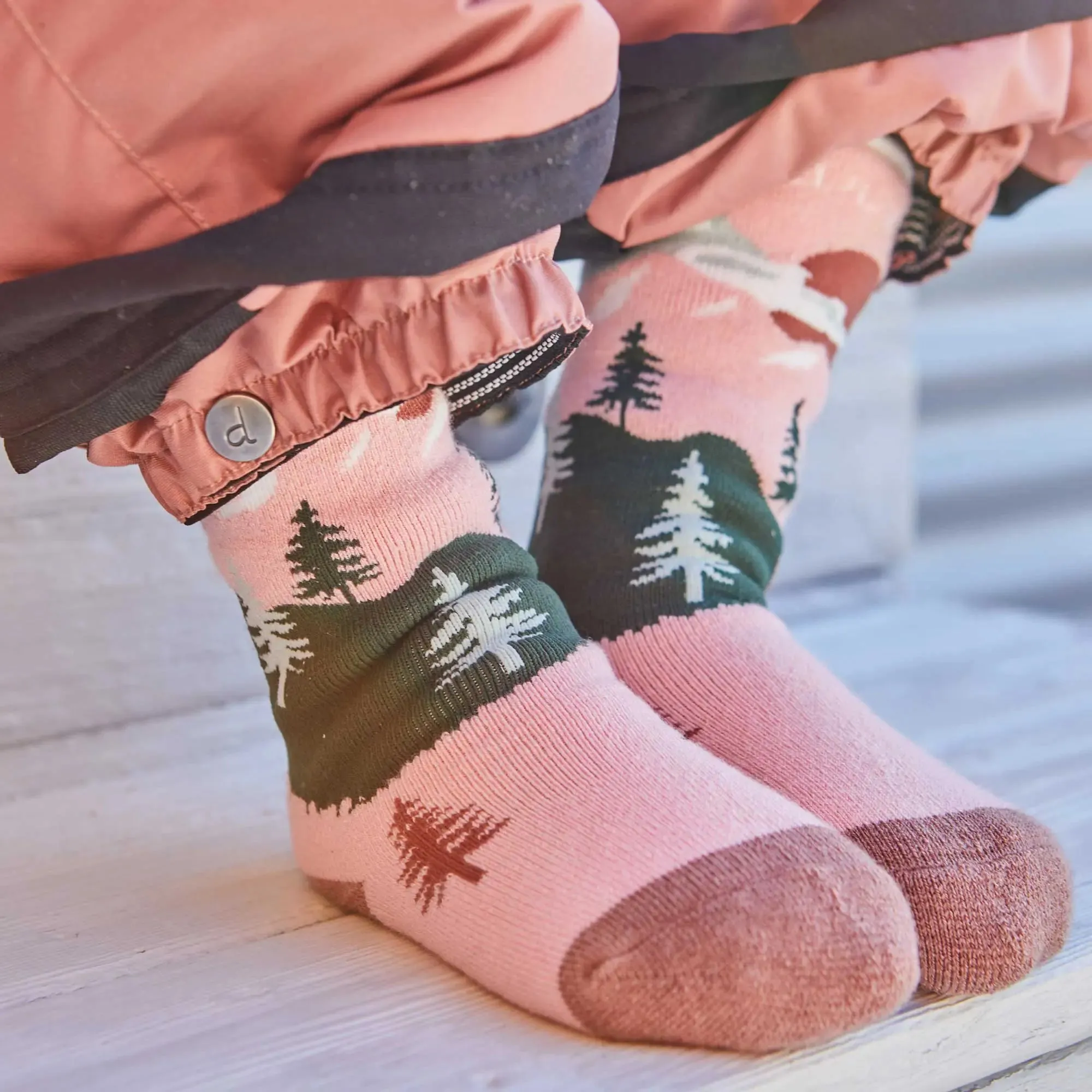 Jacquard Ski Socks Pink, Silver Pink | DEUX PAR DEUX
