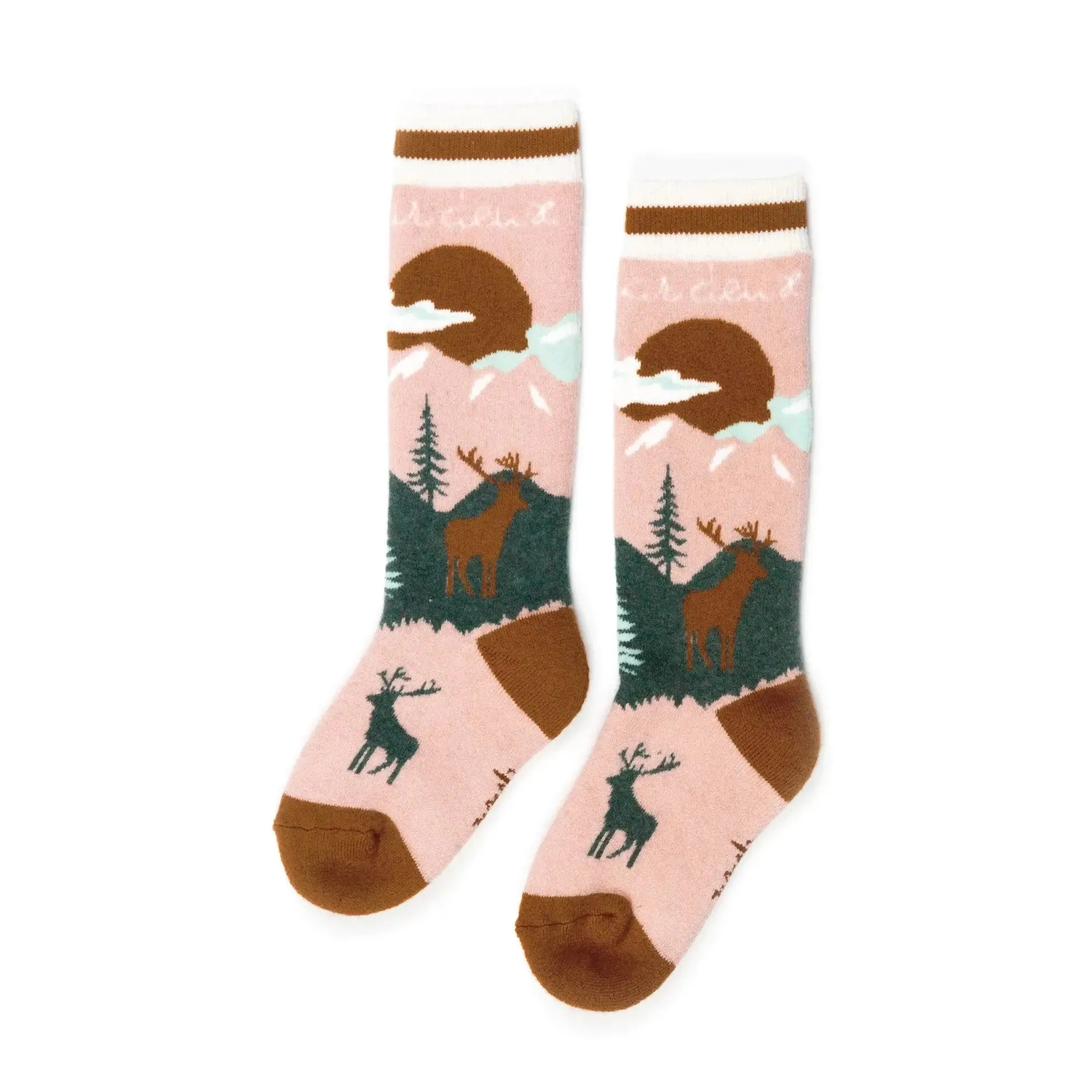 Jacquard Ski Socks Pink, Silver Pink | DEUX PAR DEUX