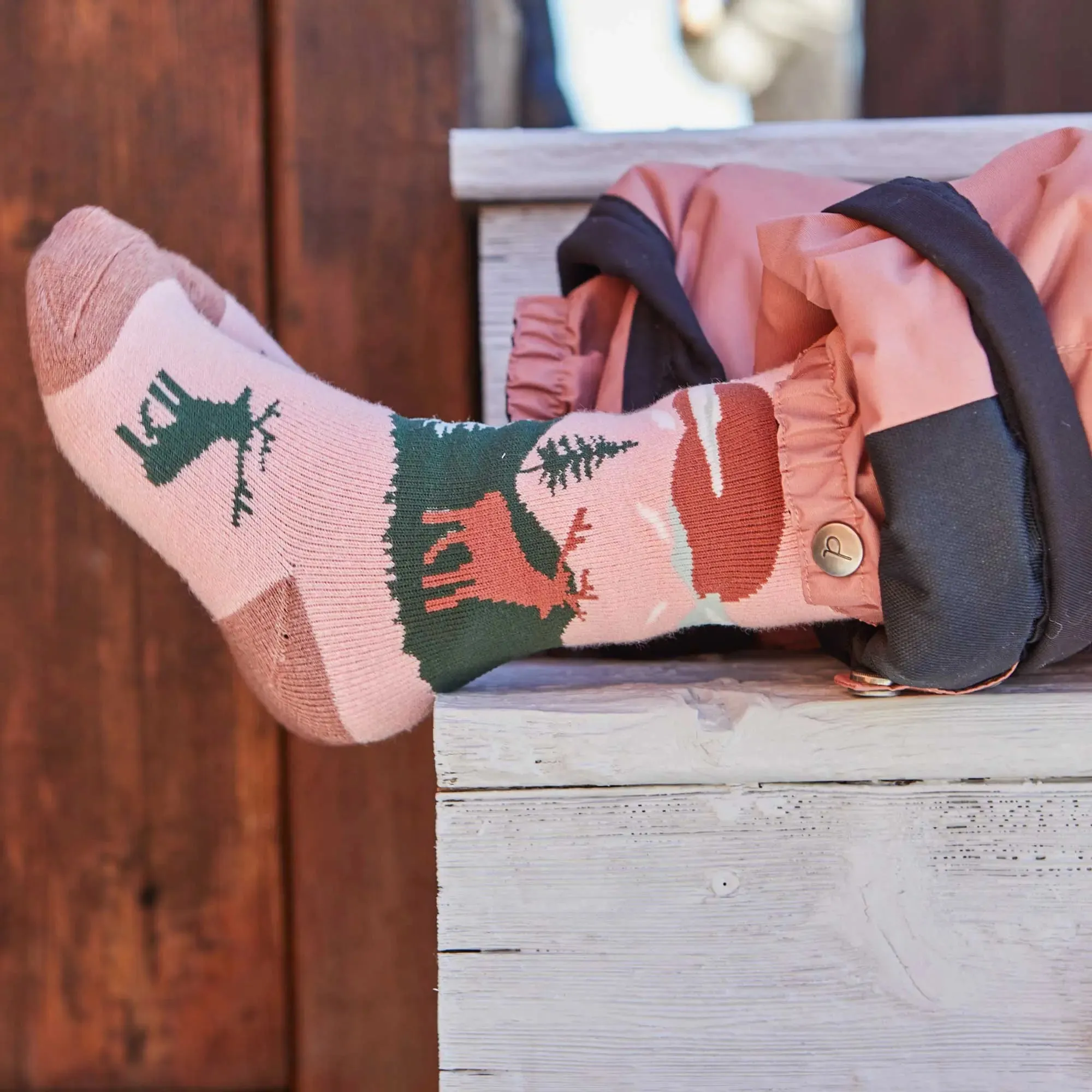 Jacquard Ski Socks Pink, Silver Pink | DEUX PAR DEUX
