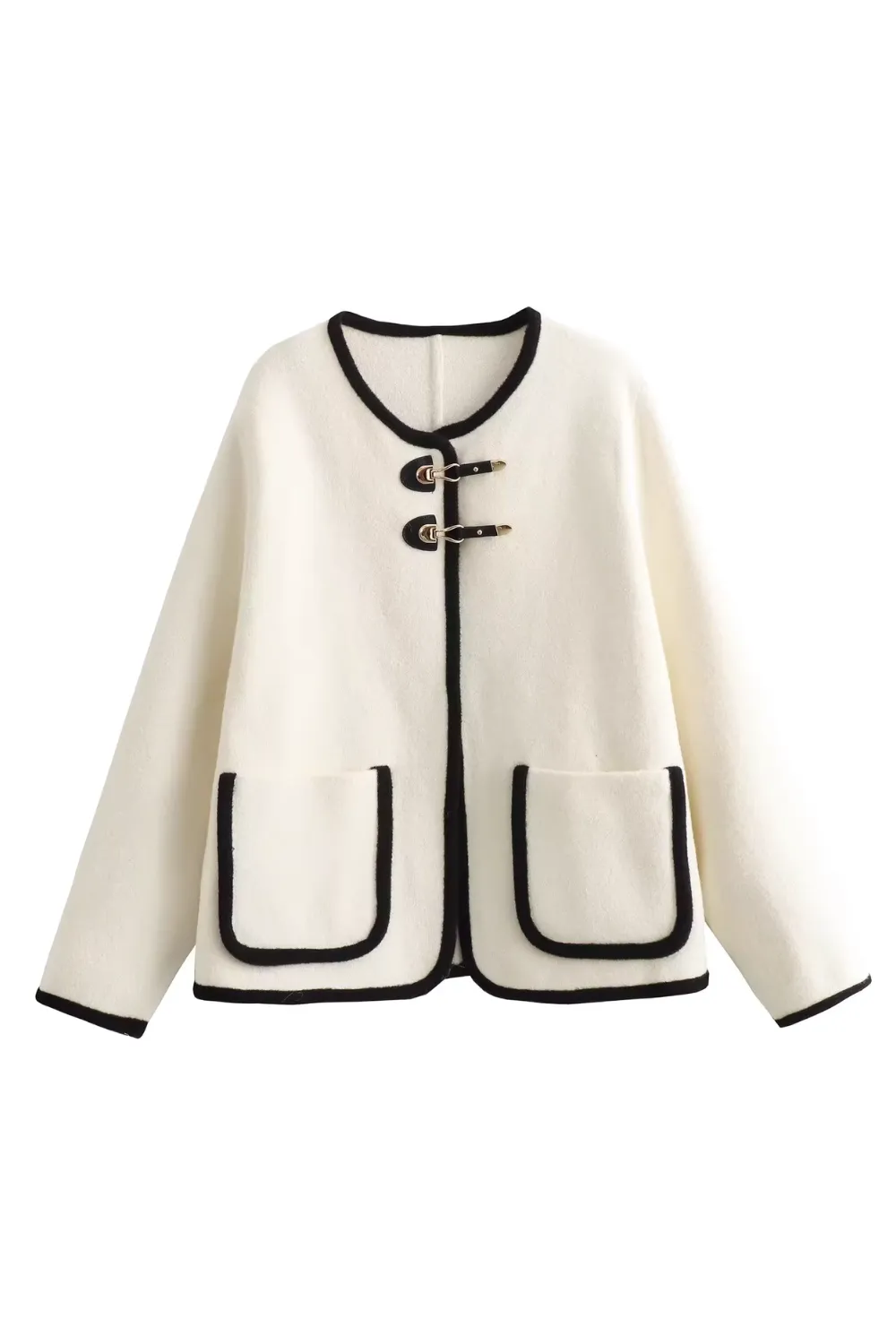 'Kiara' Contrast Trim Knitted Velvet Coat Jacket (4 Colors)