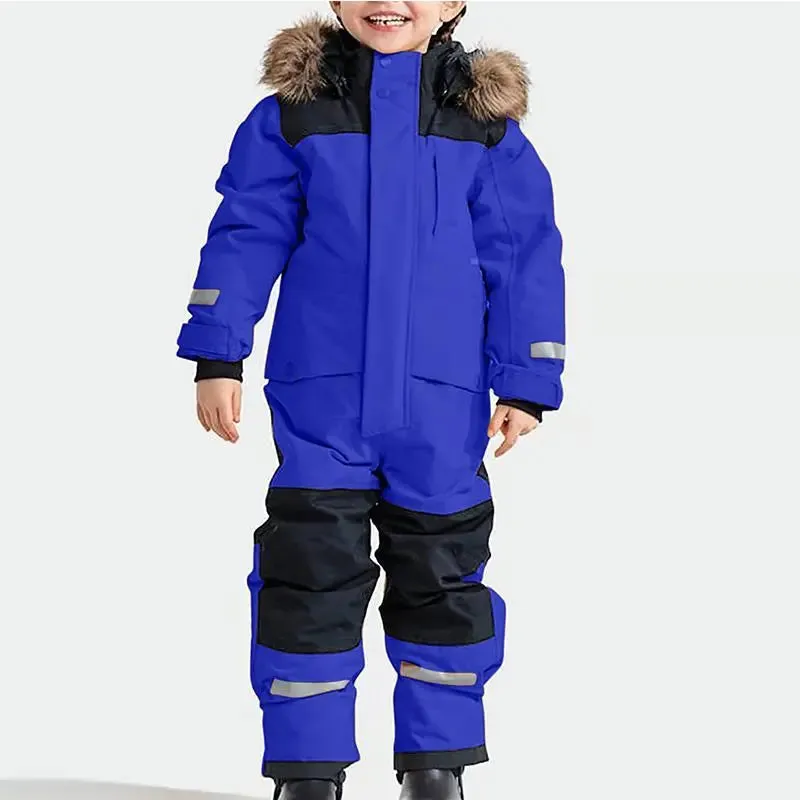 Kids One Piece Snowsuit Girl Boy Ski Snowboard Jumpsuits