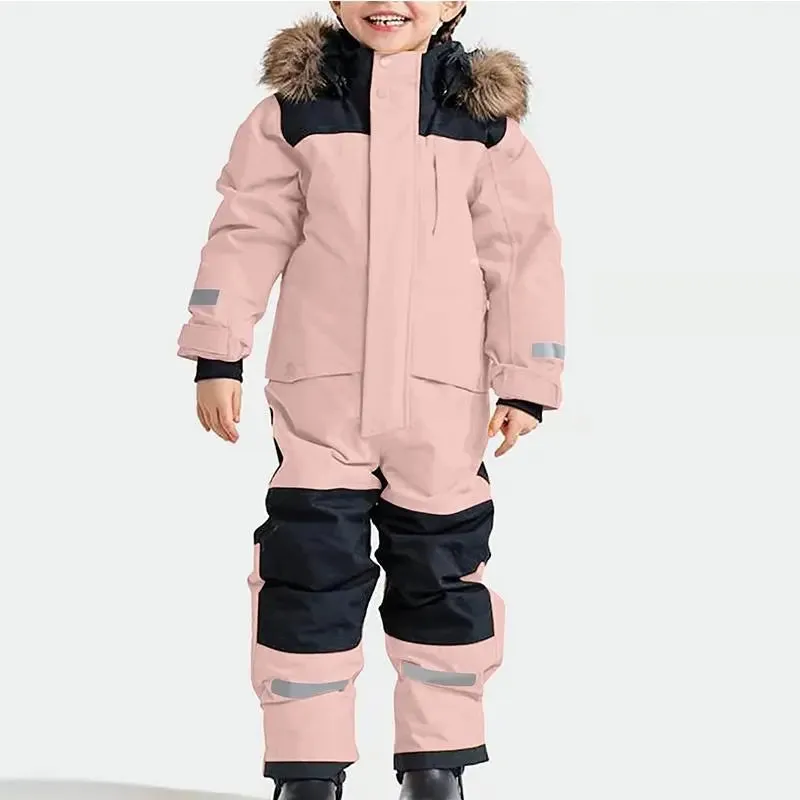 Kids One Piece Snowsuit Girl Boy Ski Snowboard Jumpsuits
