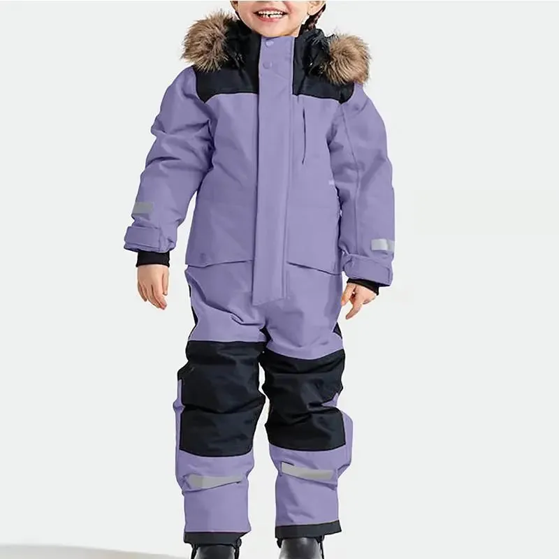 Kids One Piece Snowsuit Girl Boy Ski Snowboard Jumpsuits
