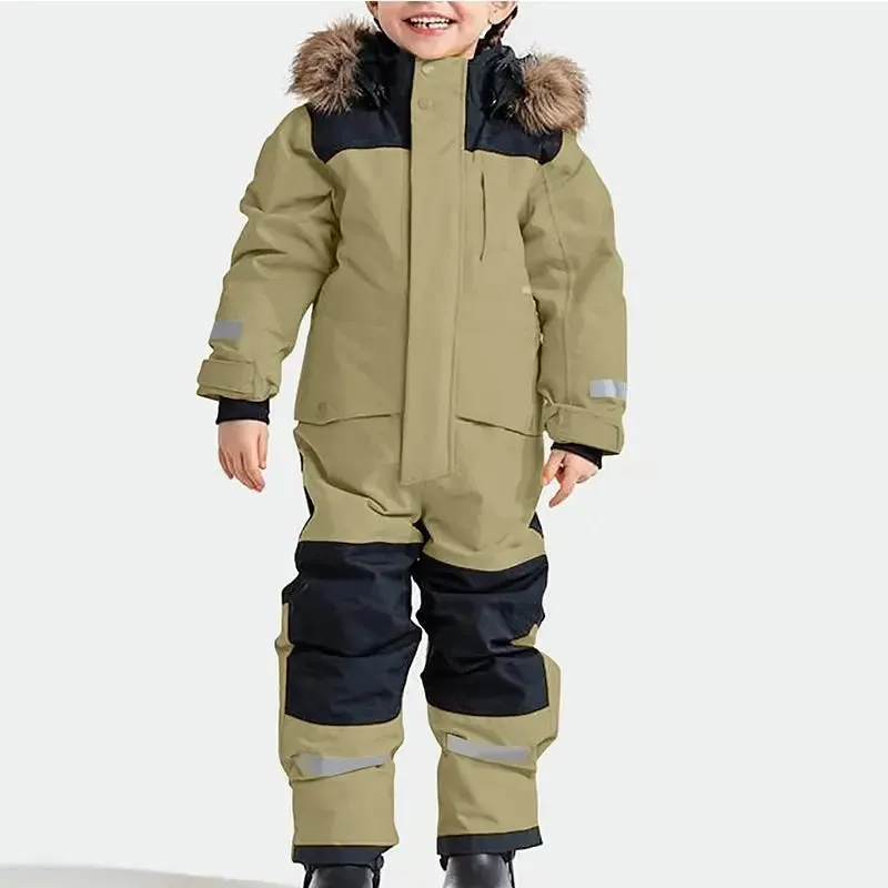 Kids One Piece Snowsuit Girl Boy Ski Snowboard Jumpsuits