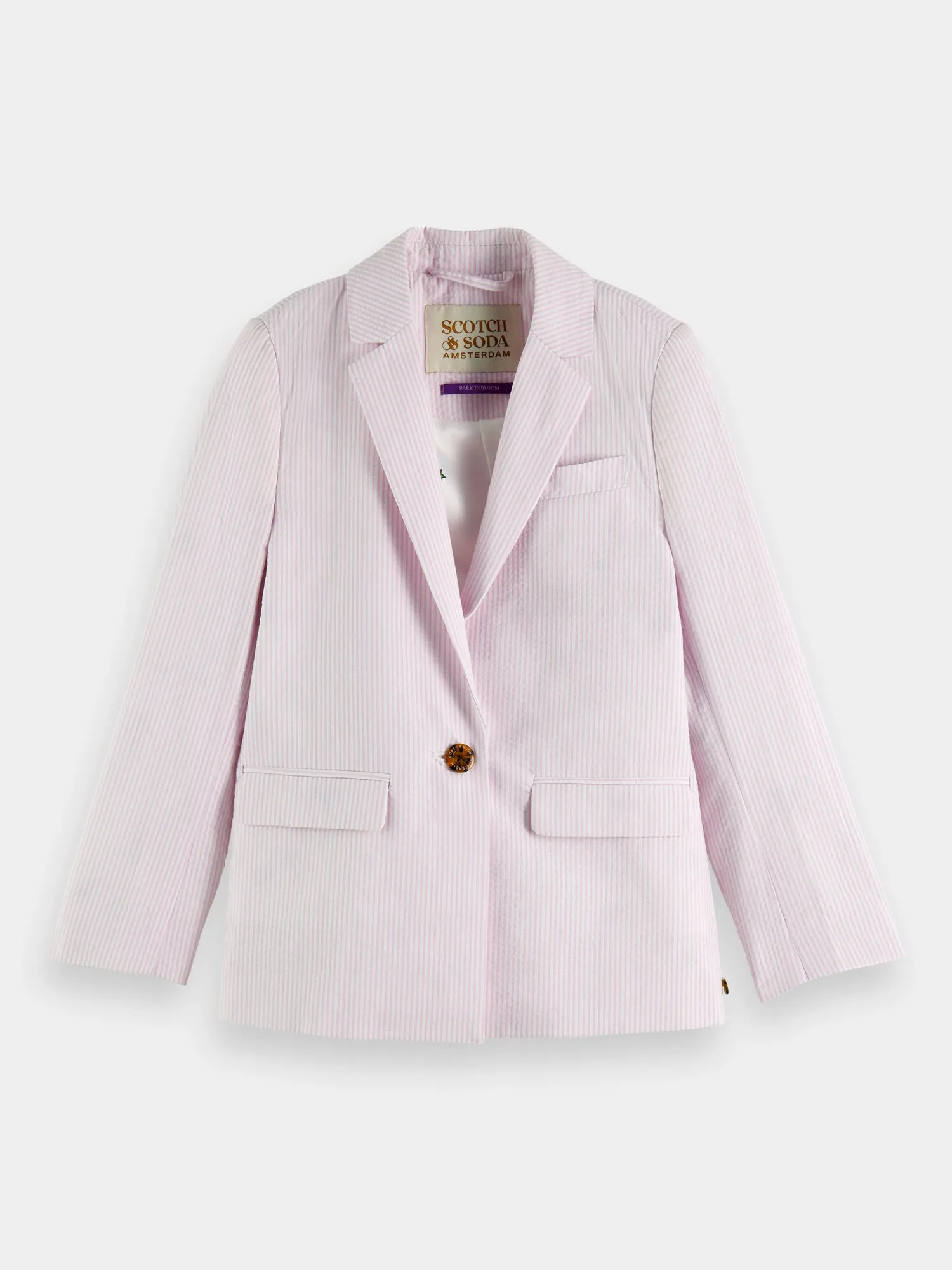 Kids - Striped single-breasted seersucker blazer