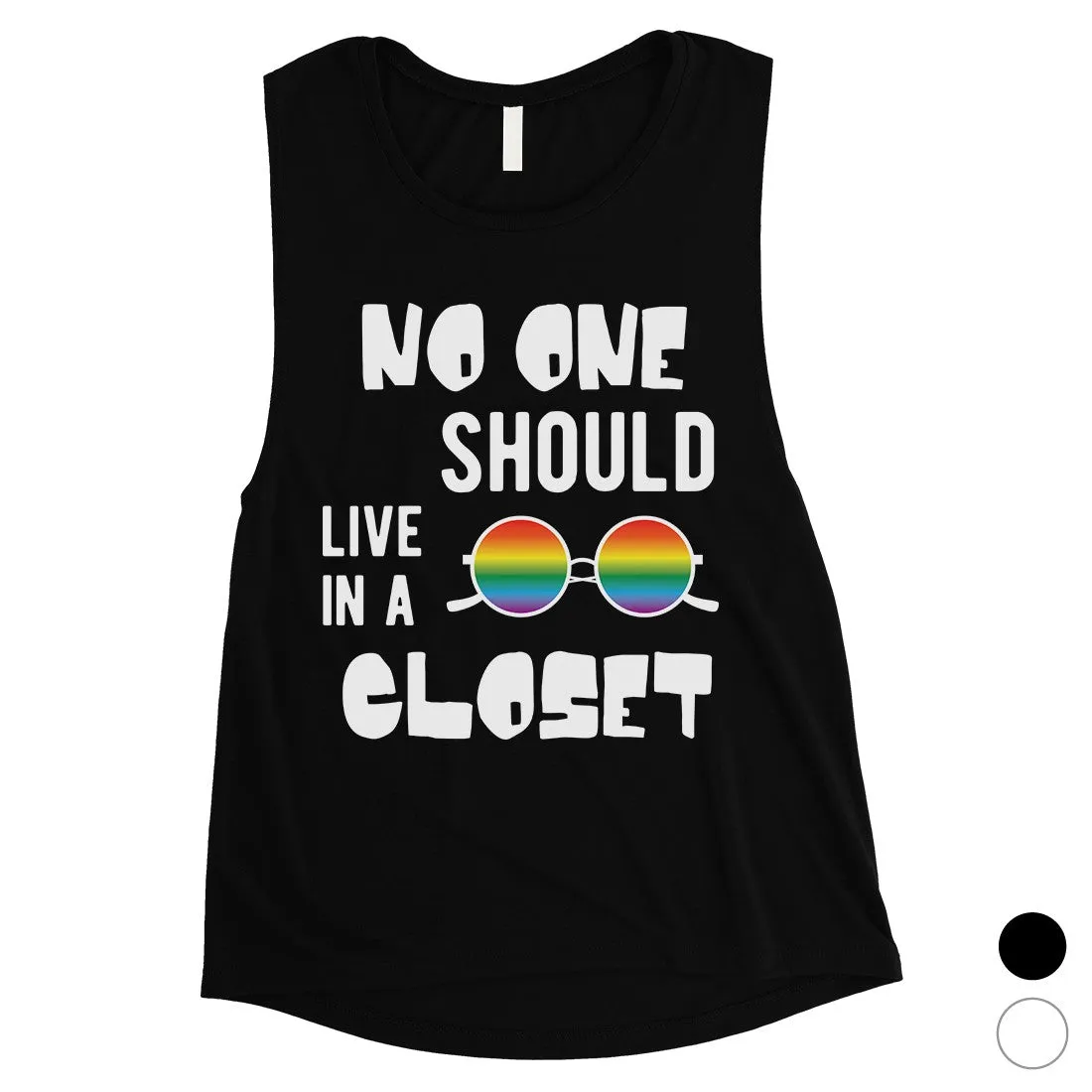 LGBT No Live Closet Rainbow Womens Muscle Top