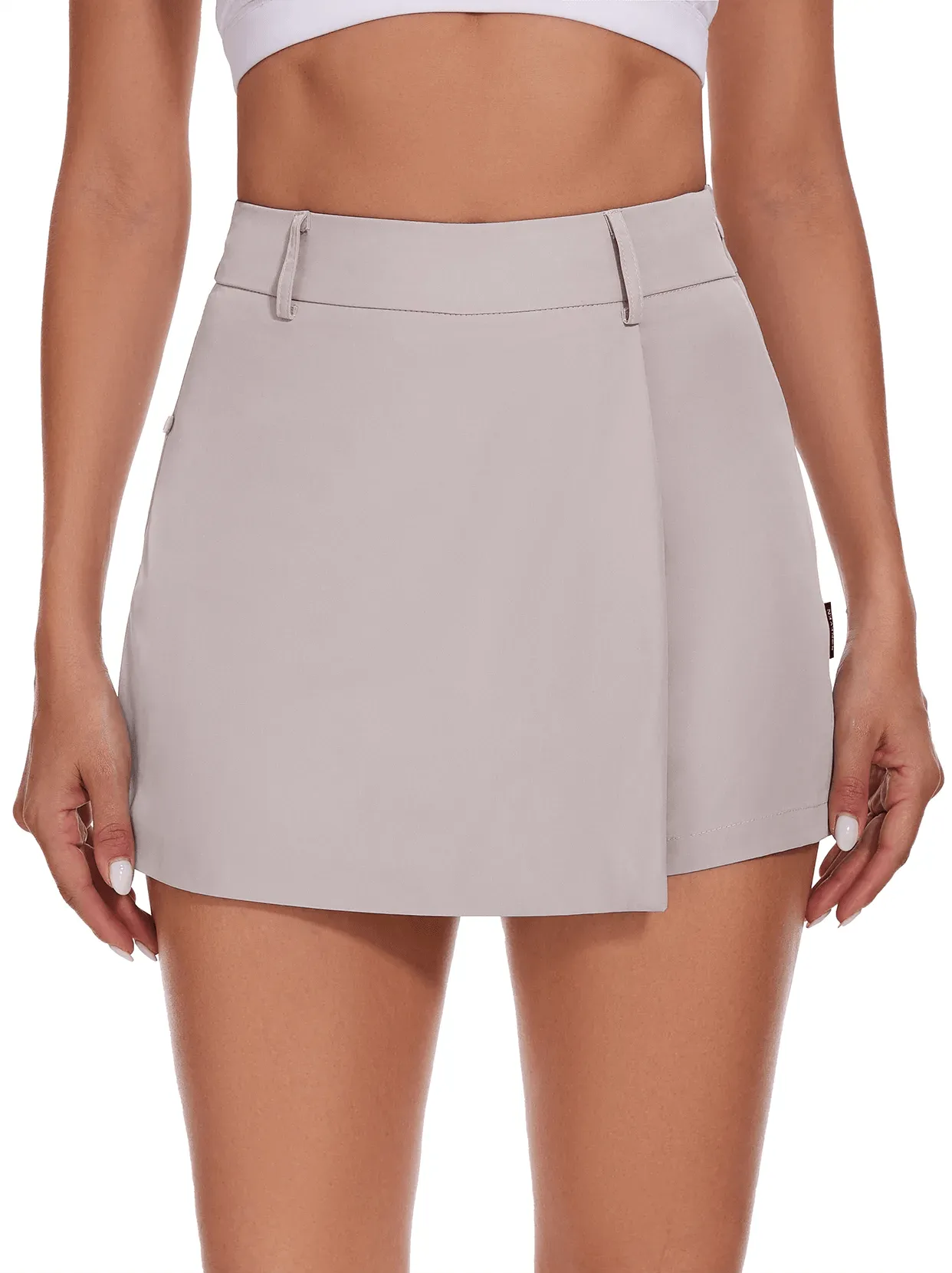 Light Grey Side-Zipper Golf Skort