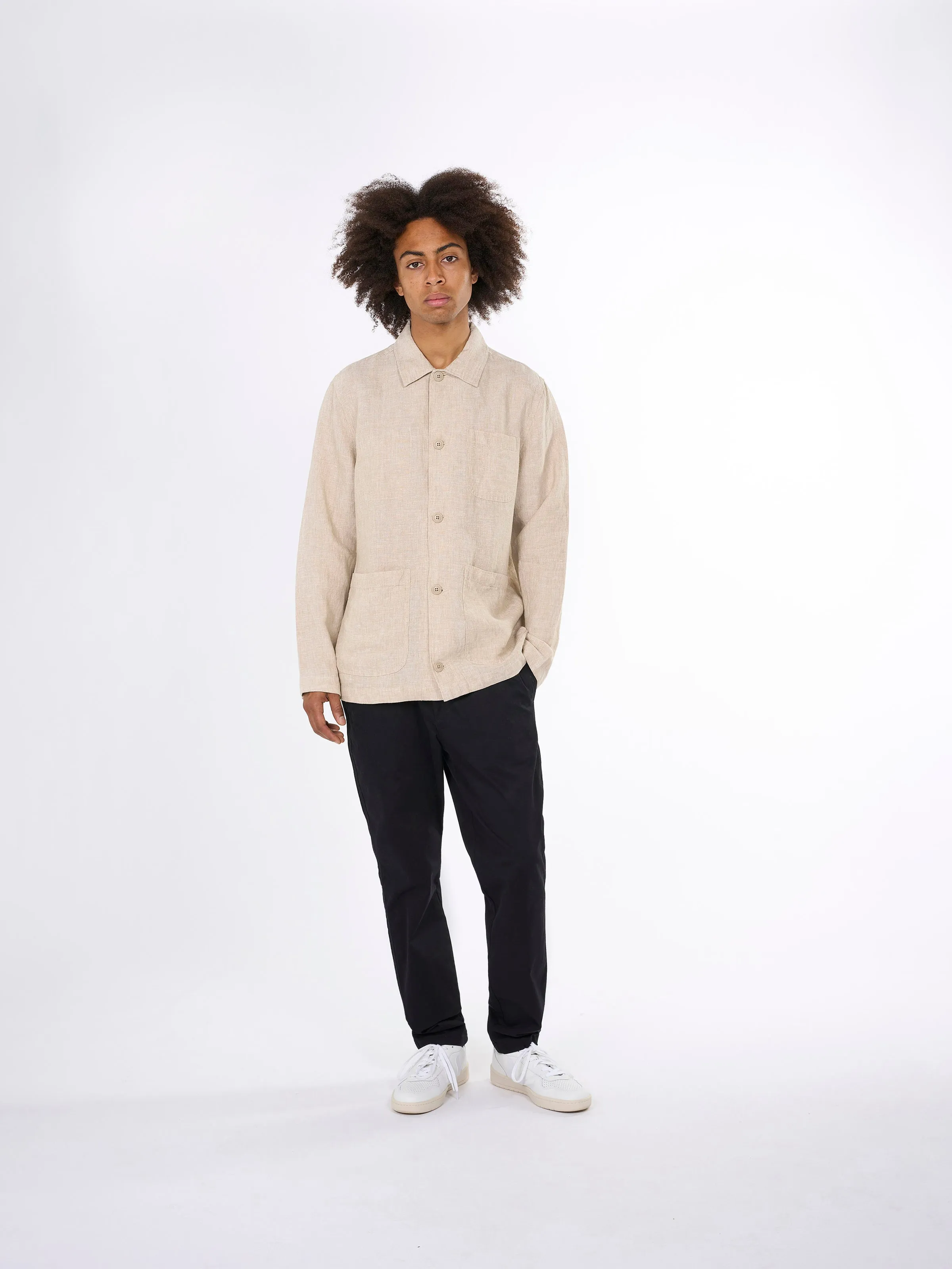 Linen overshirt - Light feather gray