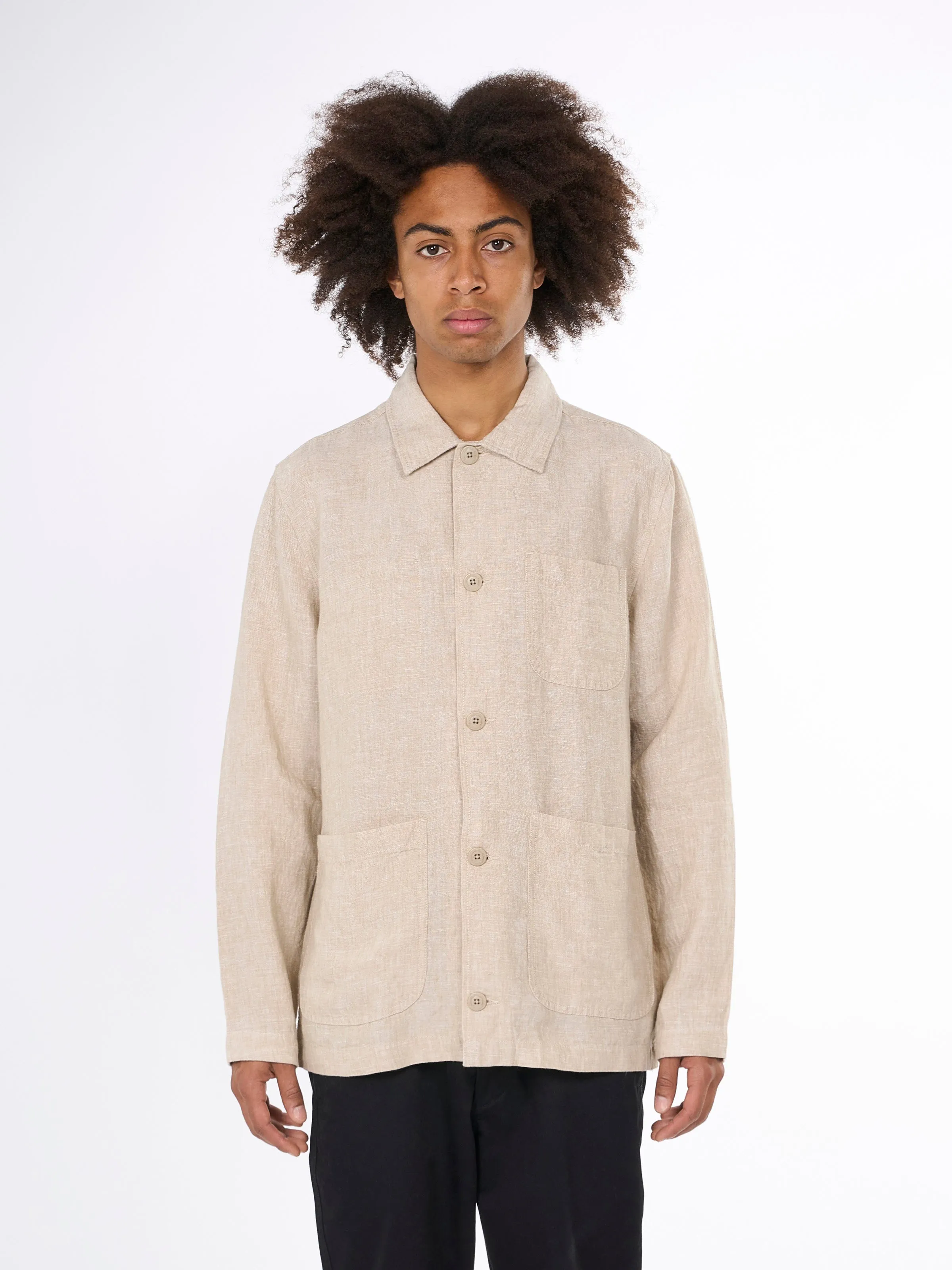 Linen overshirt - Light feather gray
