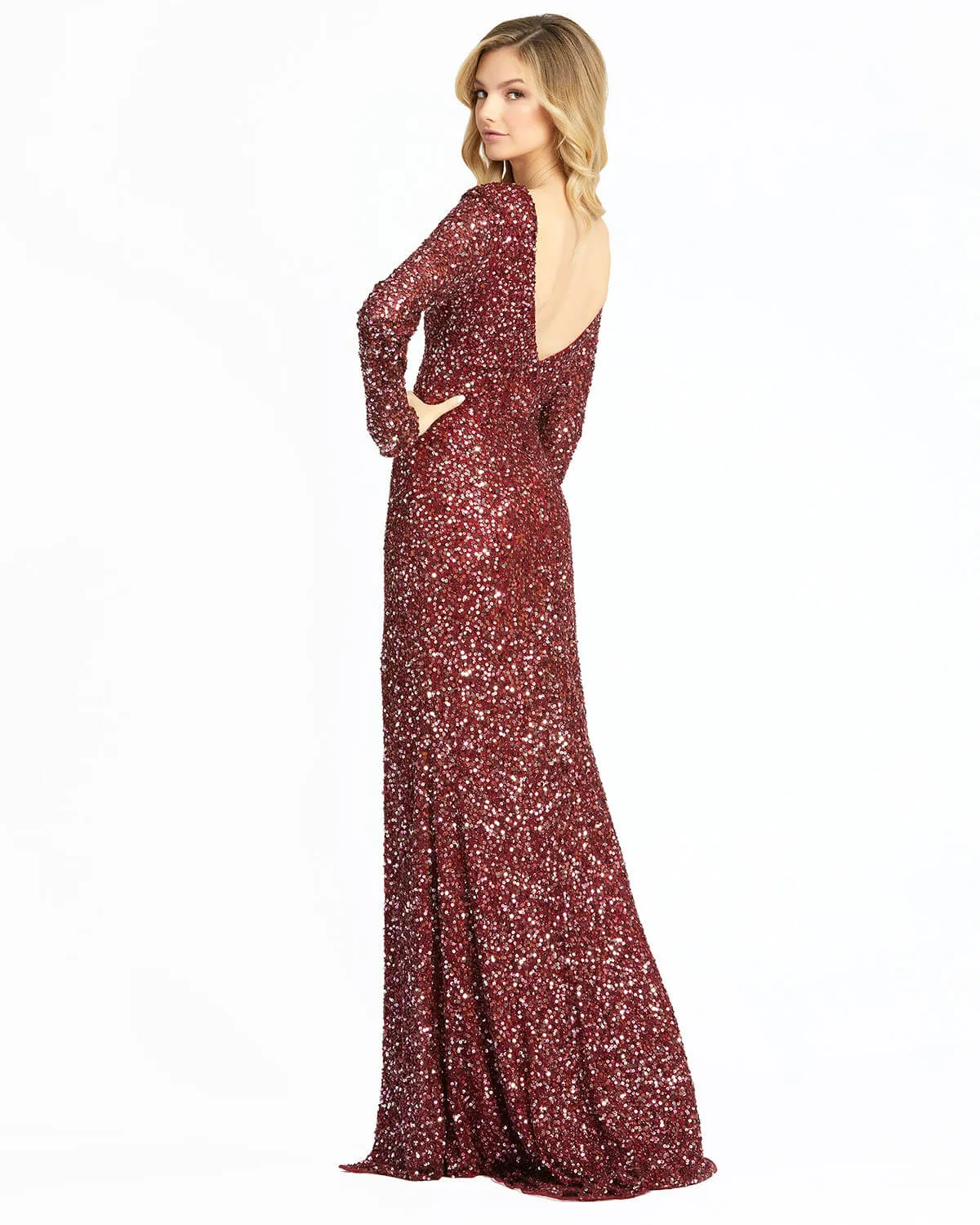 Long Sleeve Beaded Gown