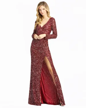 Long Sleeve Beaded Gown
