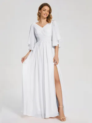 Long White Bridesmaid Dresses Giselle Pretty Corset Back Chiffon Bridesmaid Dresses