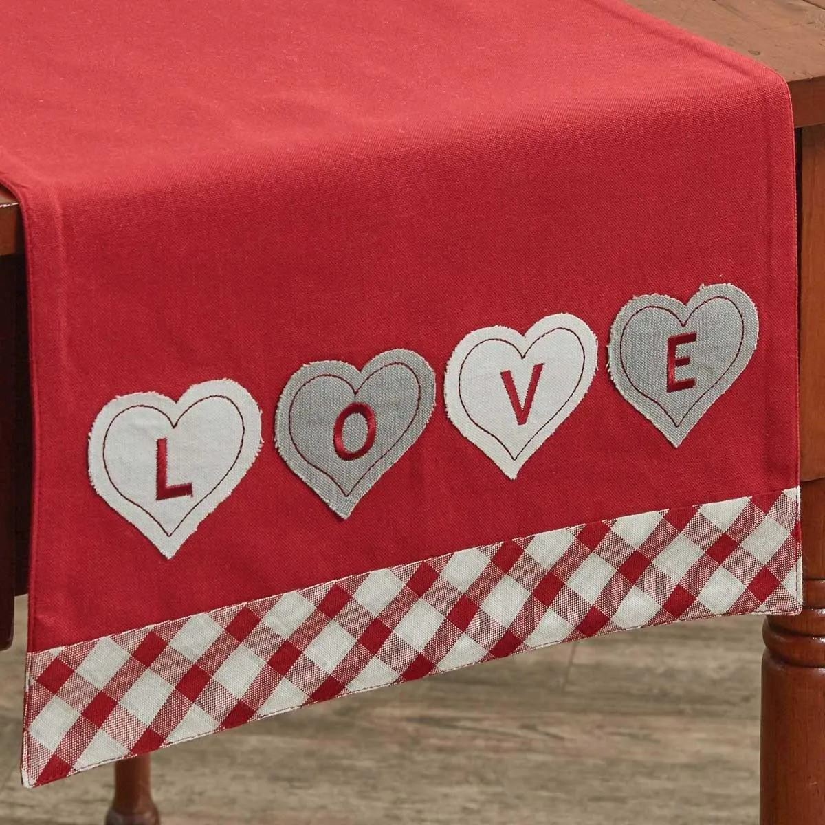 Love with Hearts Applique Table Runner - 42" L Park Designs