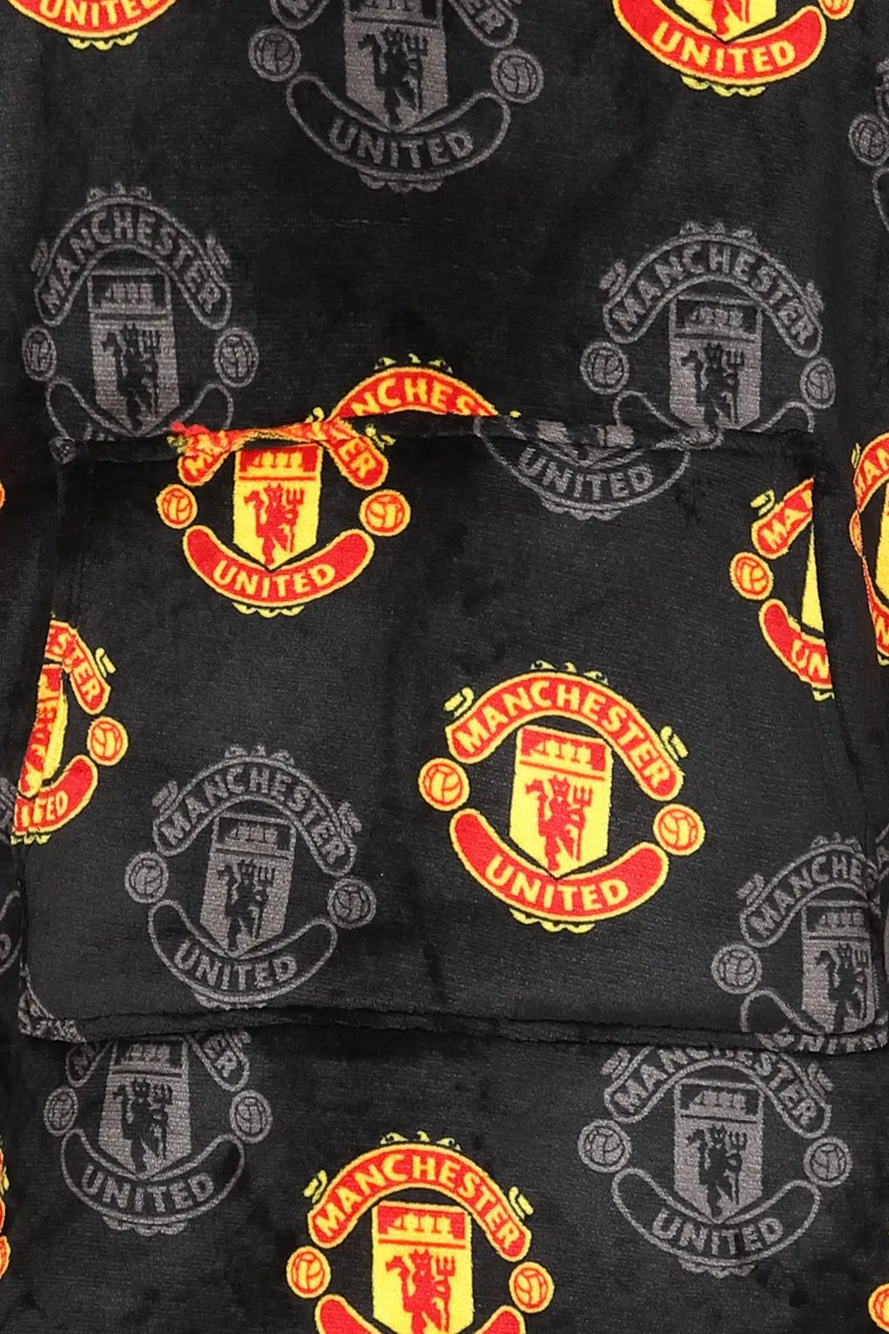 Manchester United Football Club Mens Fully Lined Luxury Fleece Oversized Hoodie Black W23