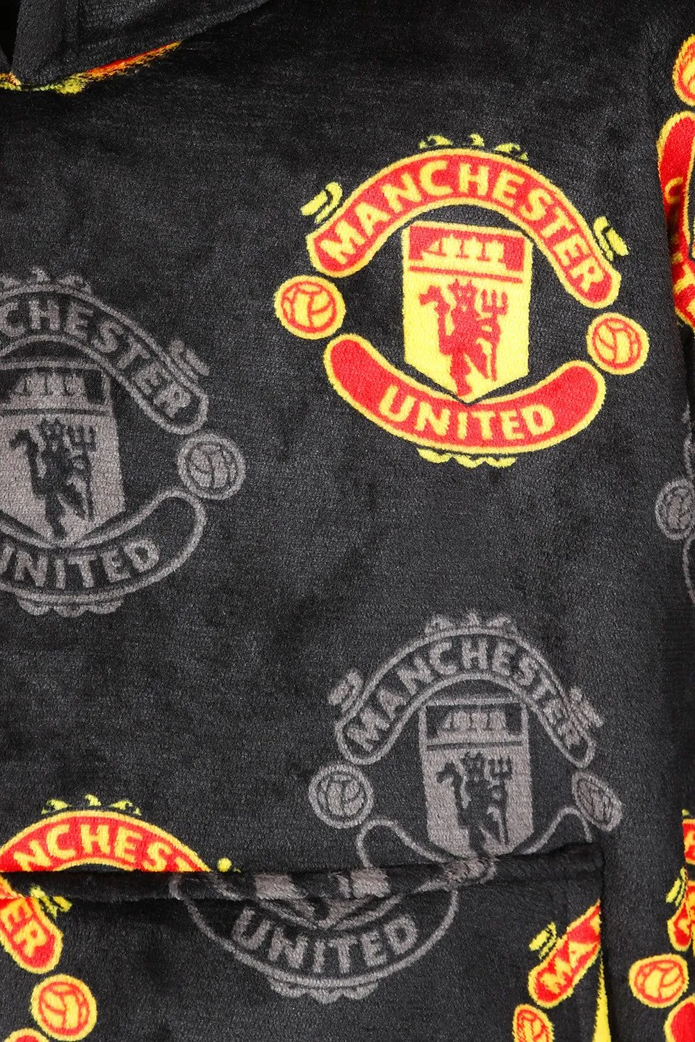Manchester United Football Club Mens Fully Lined Luxury Fleece Oversized Hoodie Black W23