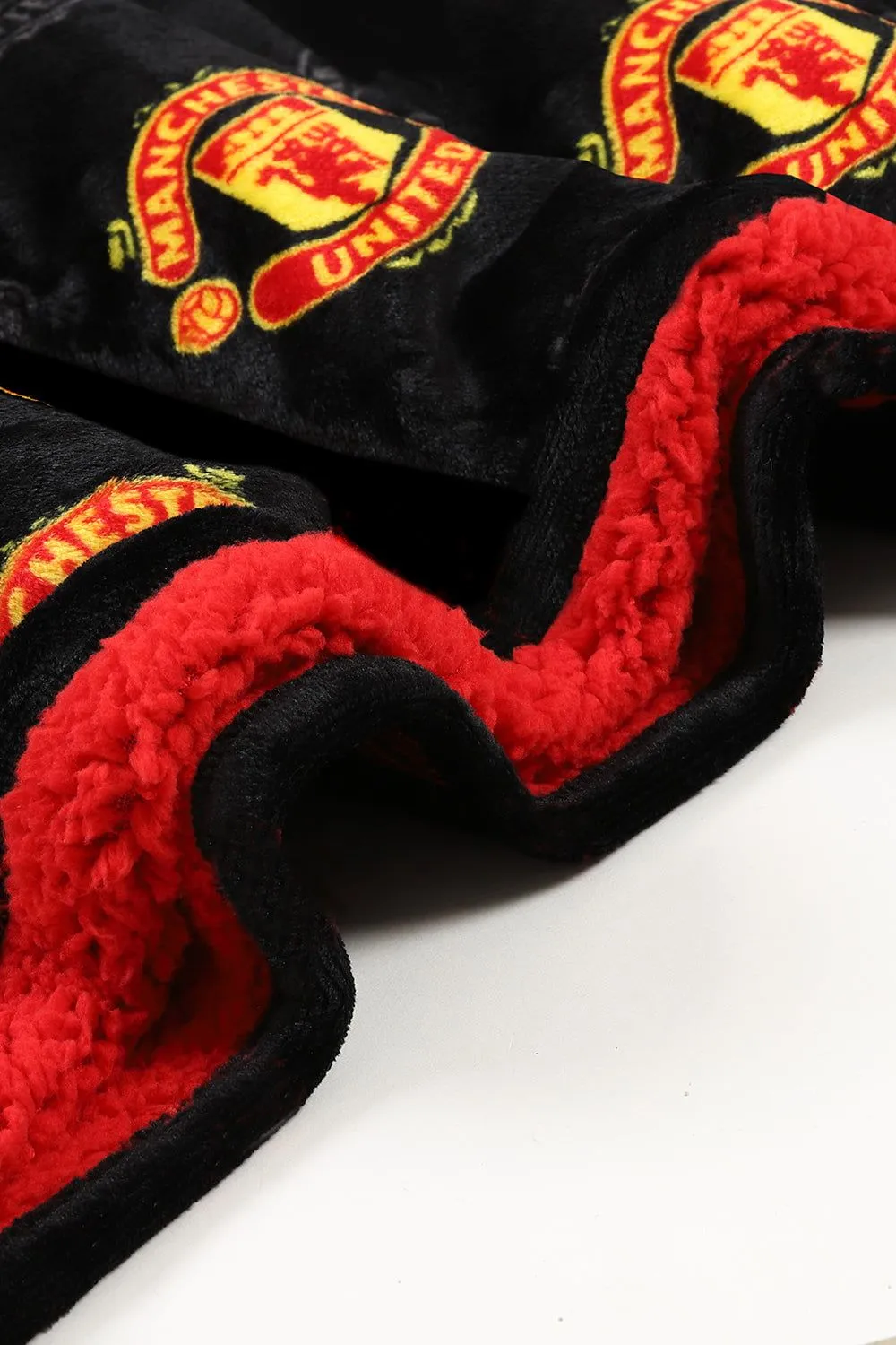 Manchester United Football Club Mens Fully Lined Luxury Fleece Oversized Hoodie Black W23