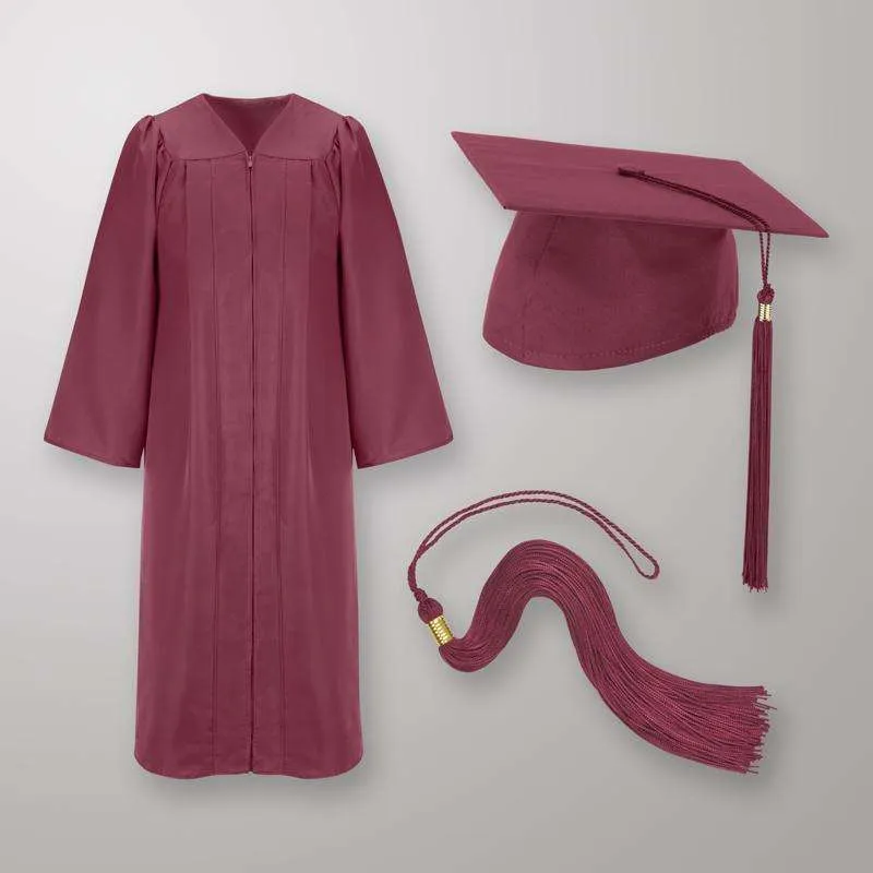 Maroon Cap Gown And Tassel Shiny Finish
