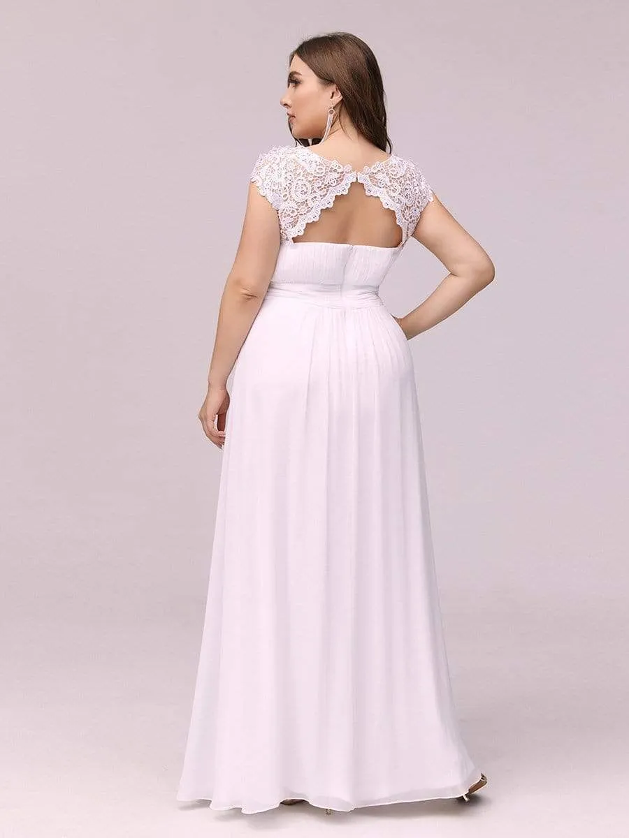 Maxi Long Lace Cap Sleeve Elegant Bridesmaid Dress