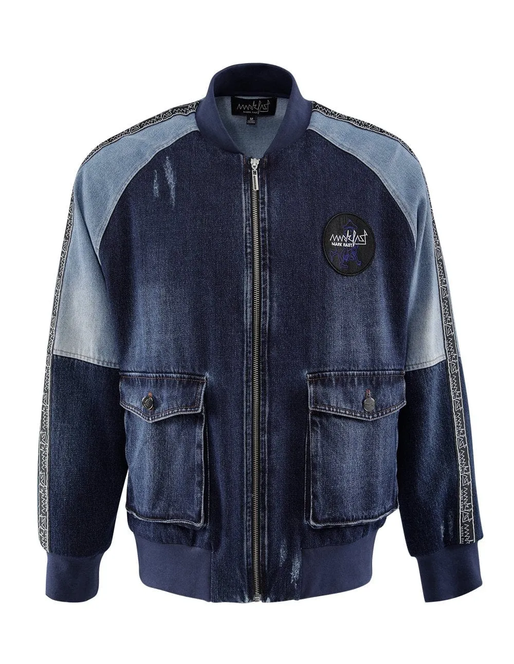 Men Washed Denim Contrast Color Jean Jacket