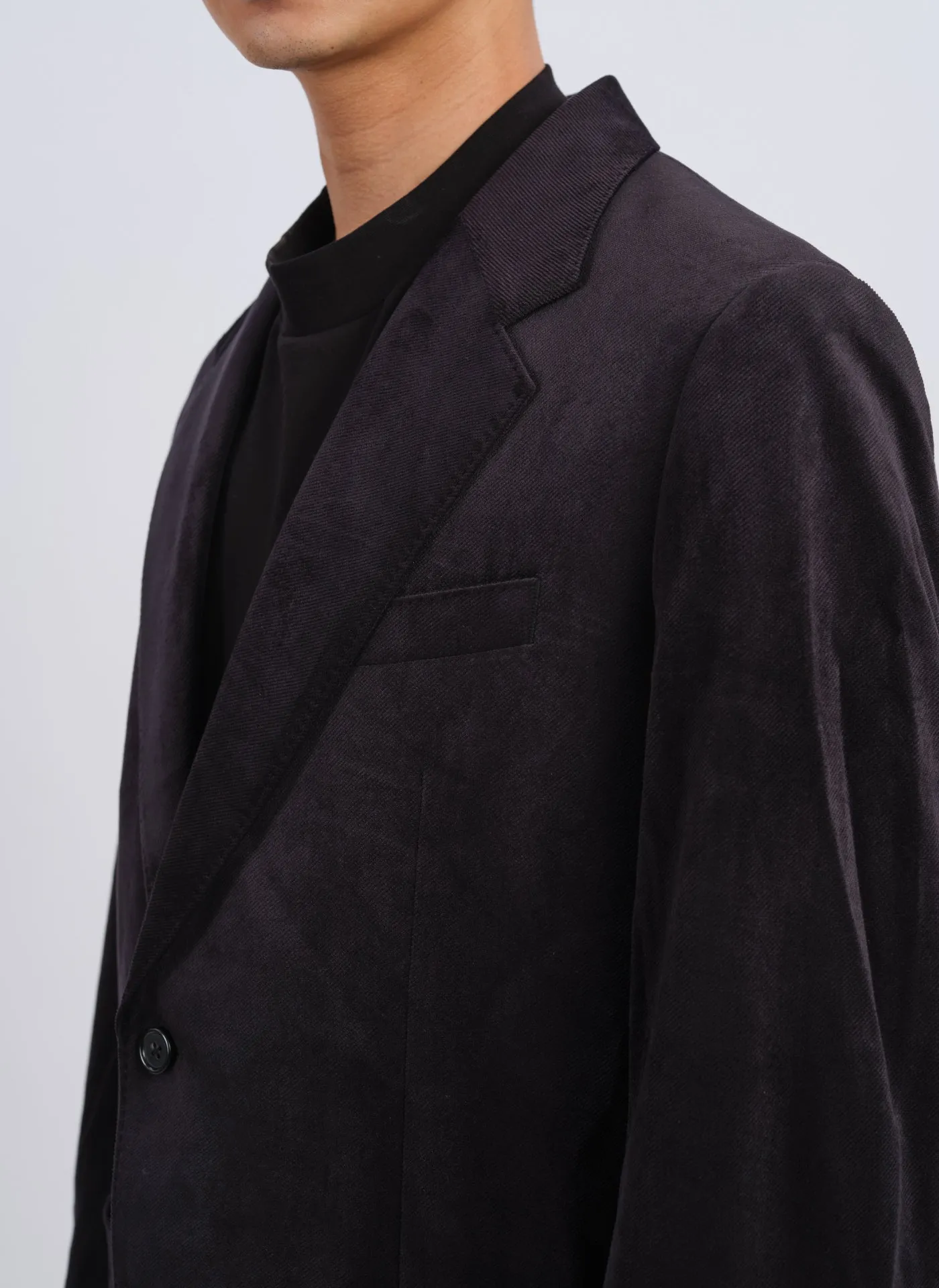 Micro Polyester Velour Twill Construction Suit Blazer