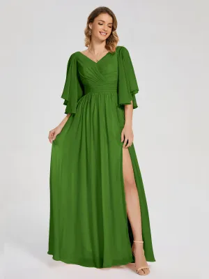 Moss Green Bridesmaids Giselle Pretty Corset Back Chiffon Bridesmaid Dresses