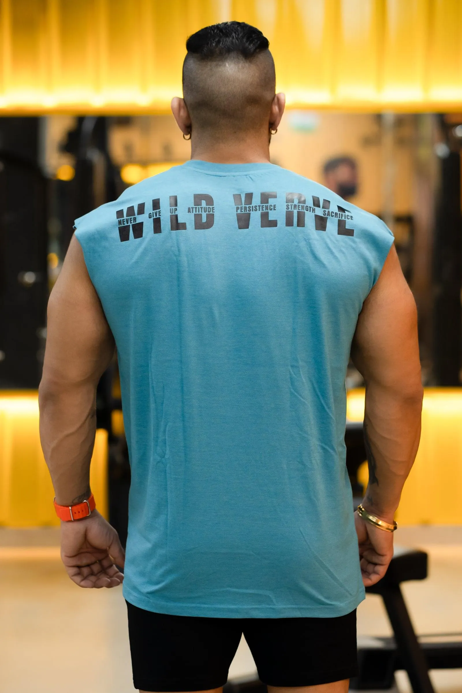 MOTIVATION IS TEMPORARY MUSCLE TEE (Turquoise Panic)