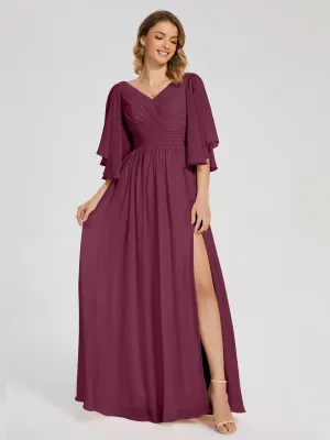 Mulberry Chiffon Bridesmaid Dress Giselle Pretty Corset Back Chiffon Bridesmaid Dresses