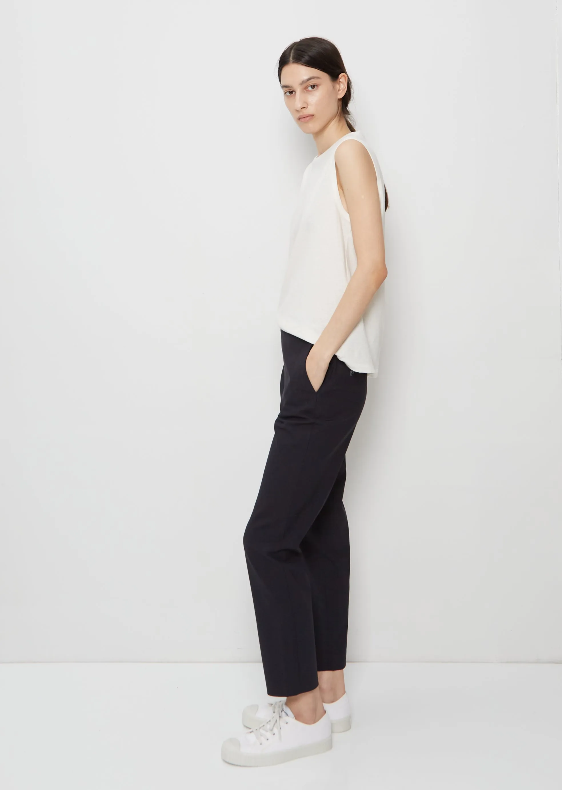 Muscle Cotton Linen Tank Top — White